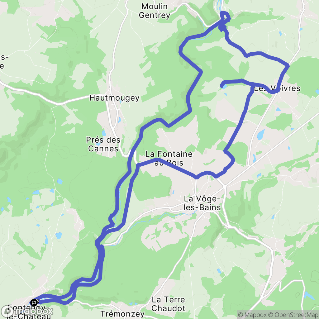 Fontenoy-le-Château : carte du parcours de randonnée - France