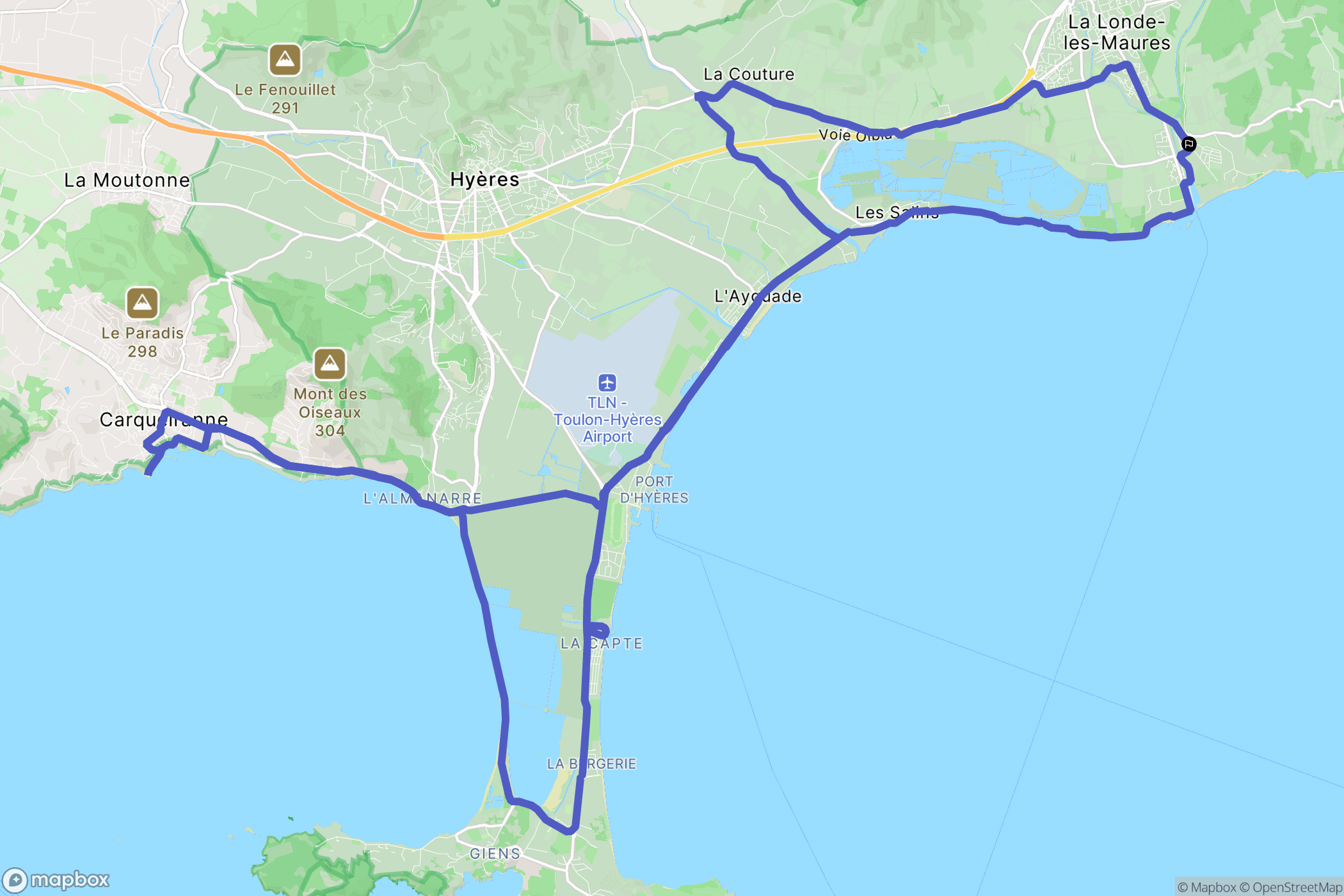 La Londe-les-Maures : carte du parcours de randonnée - France