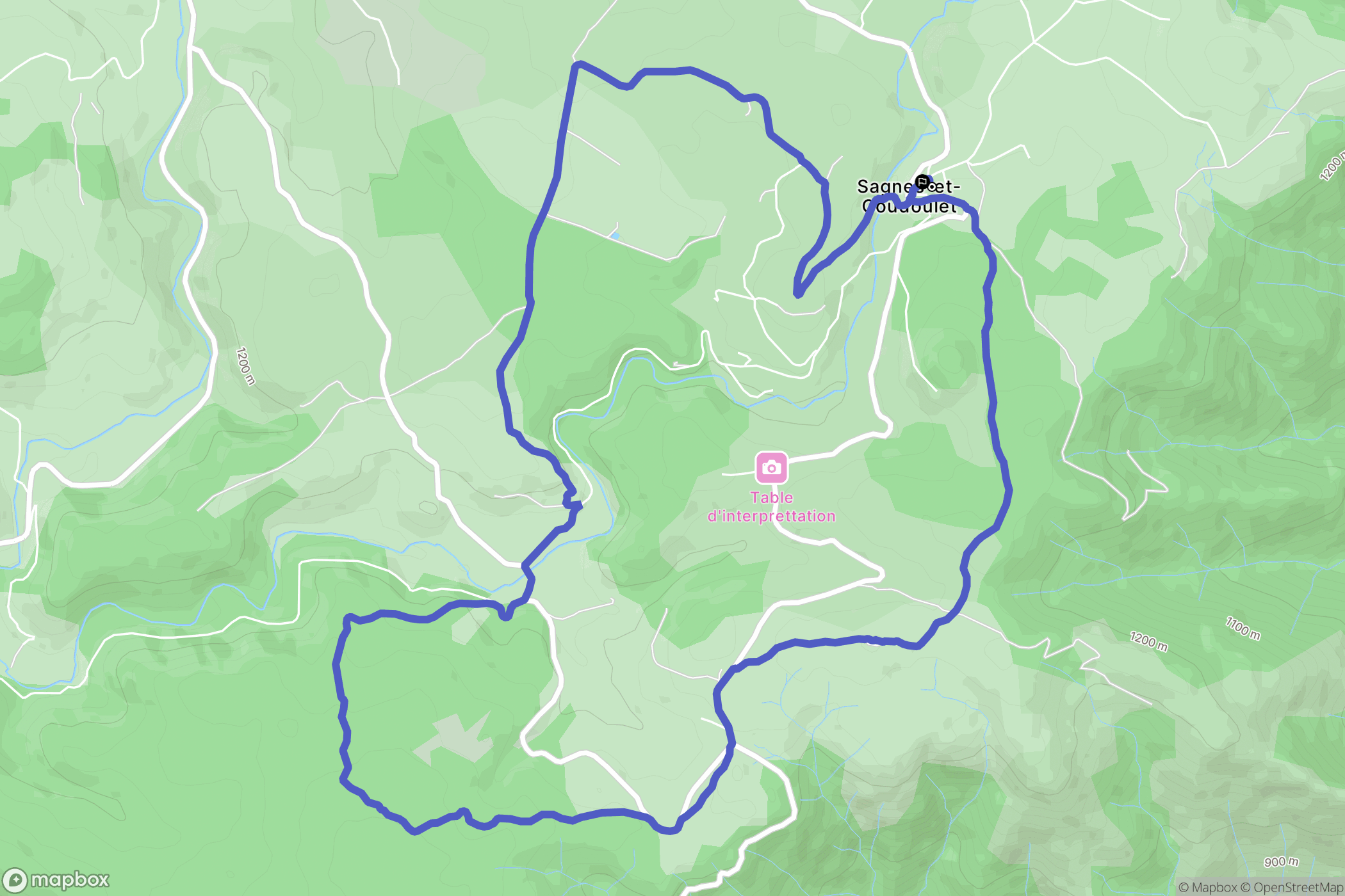 Sagnes-et-Goudoulet : carte du parcours de randonnée - France