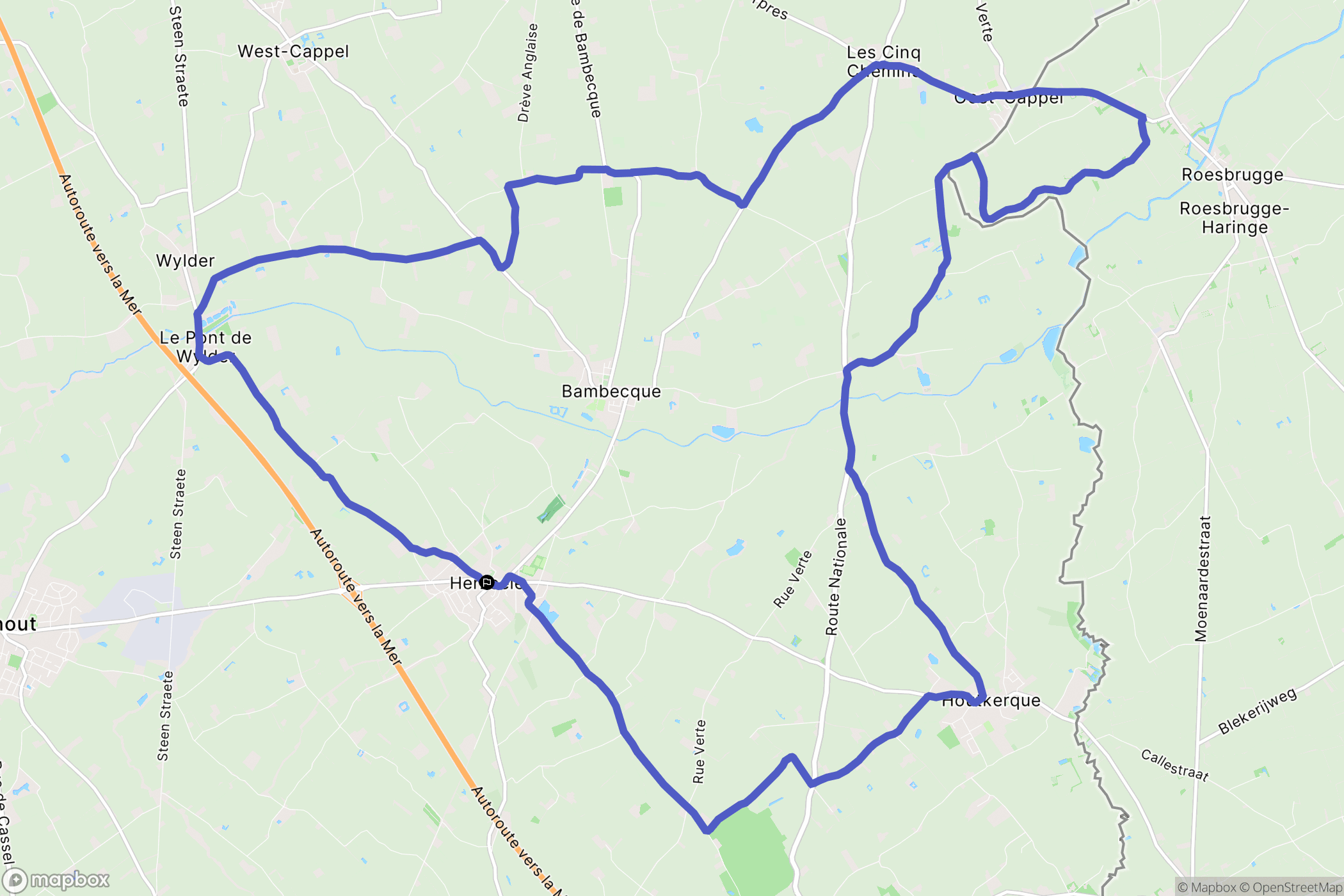 Herzeele : carte du parcours de randonnée - France