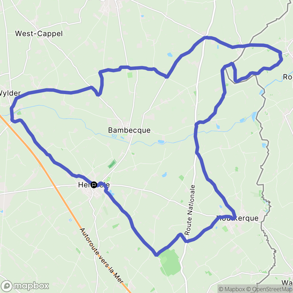 Herzeele : carte du parcours de randonnée - France