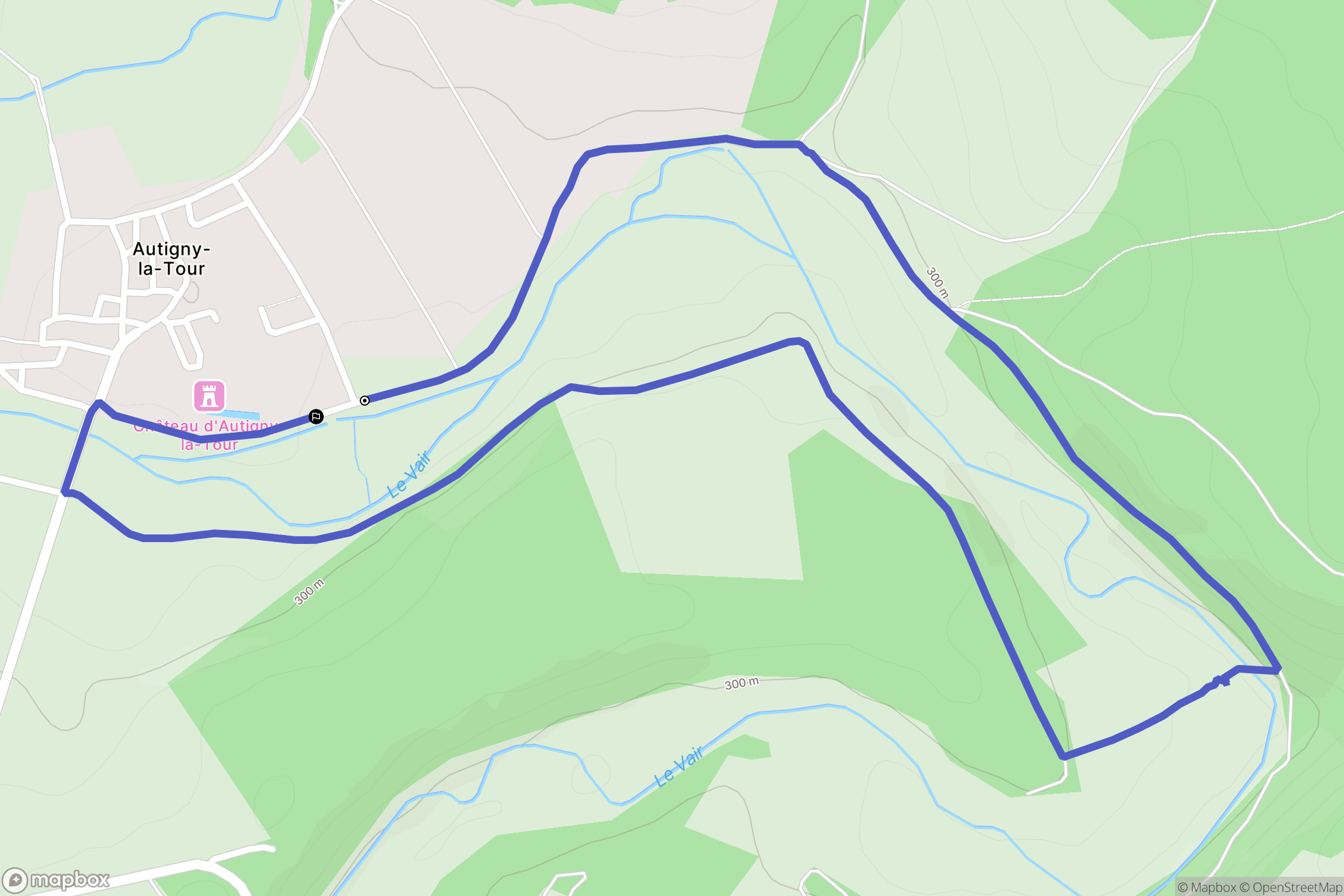 Autigny-la-Tour : carte du parcours de randonnée - France