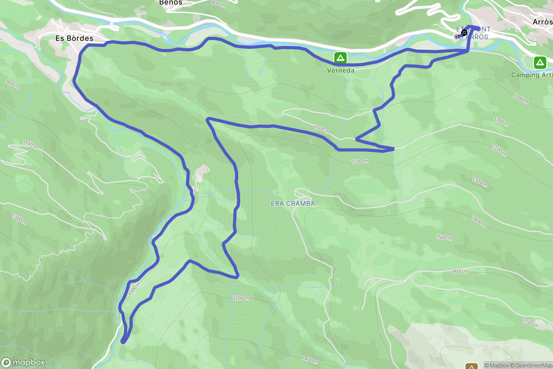 El Pont d'Arròs : carte du parcours de randonnée - Spain