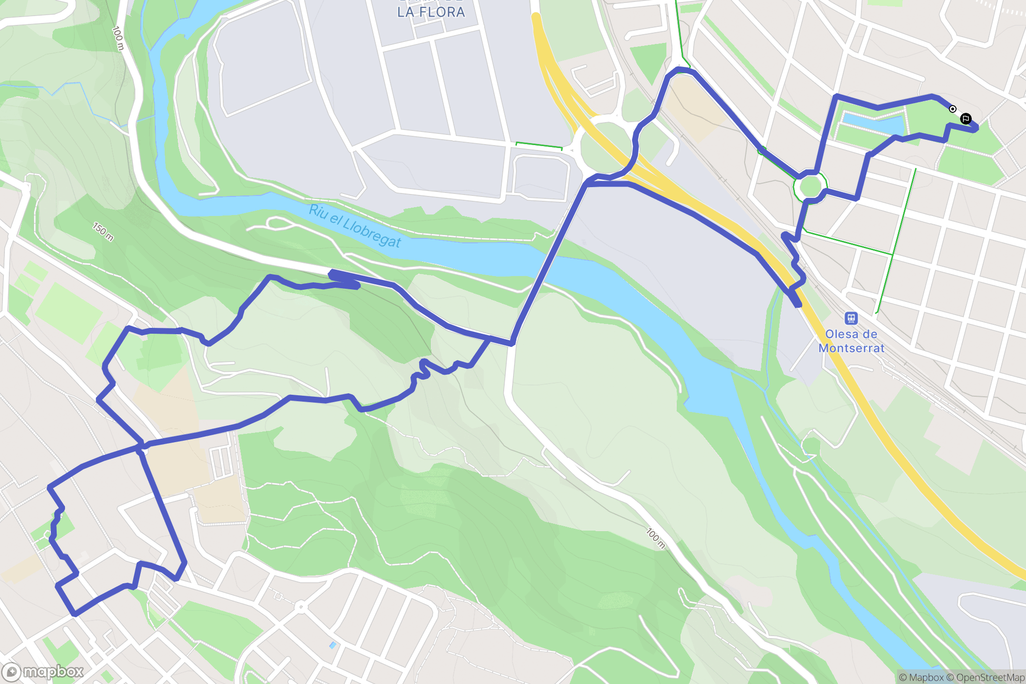 Olesa de Montserrat : carte du parcours de randonnée - Spain
