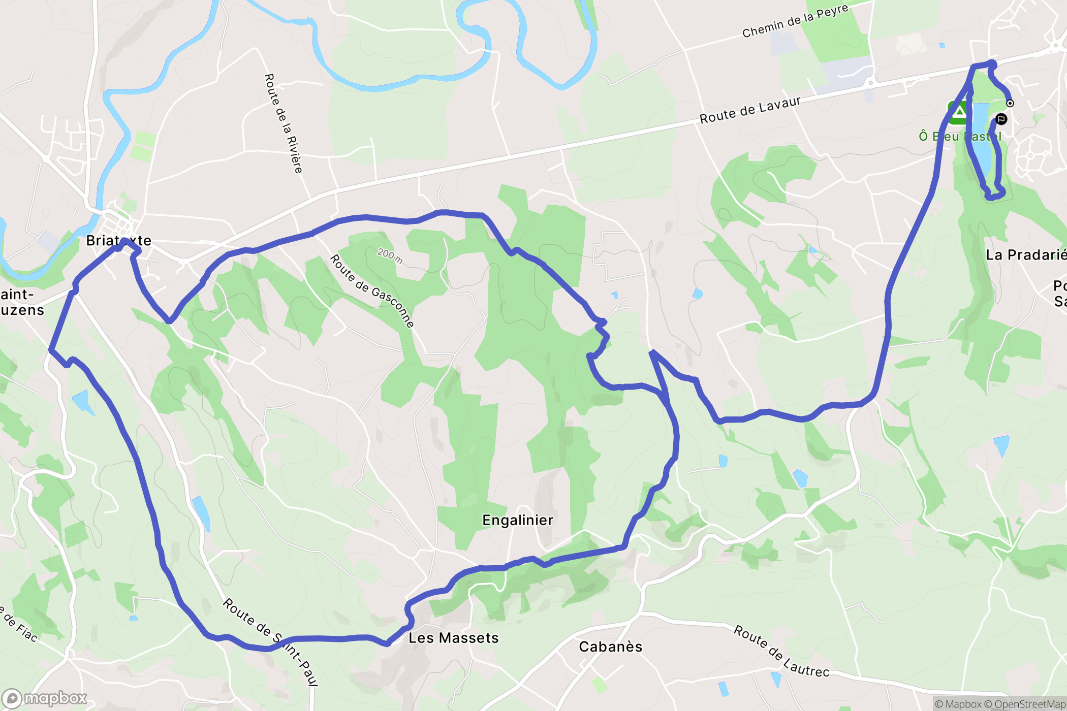 Graulhet : carte du parcours de randonnée - France