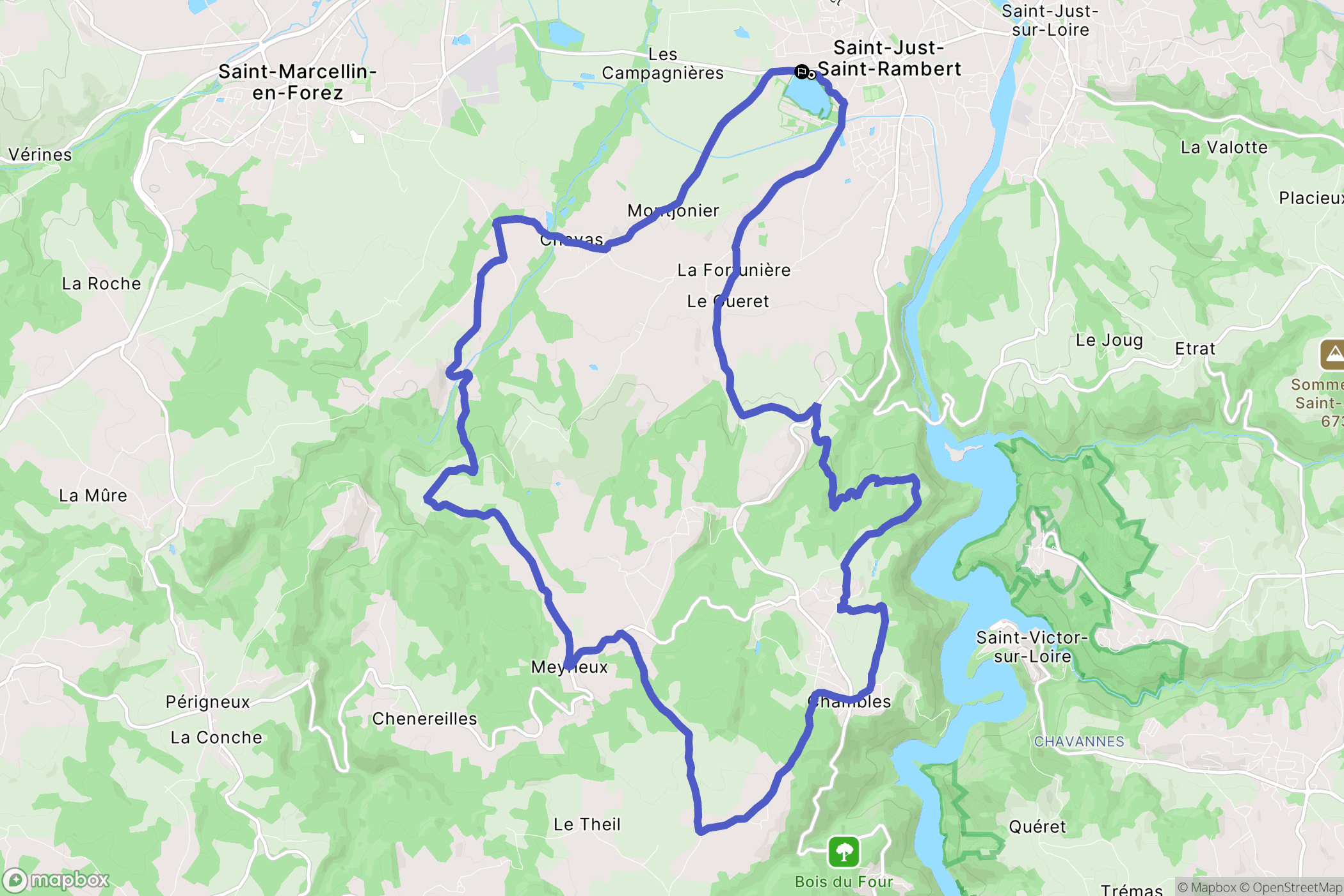 Saint-Just-Saint-Rambert : carte du parcours de randonnée - France