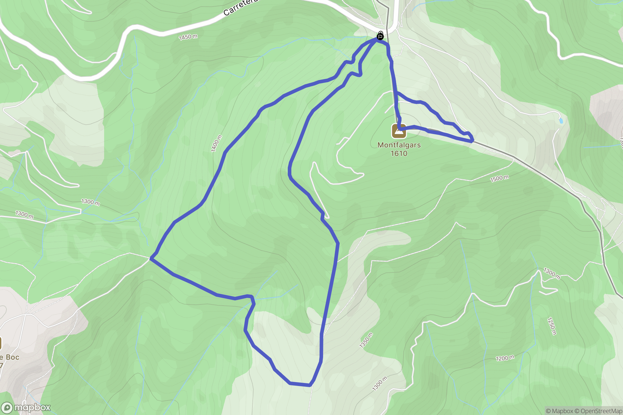 Molló : carte du parcours de randonnée - Spain