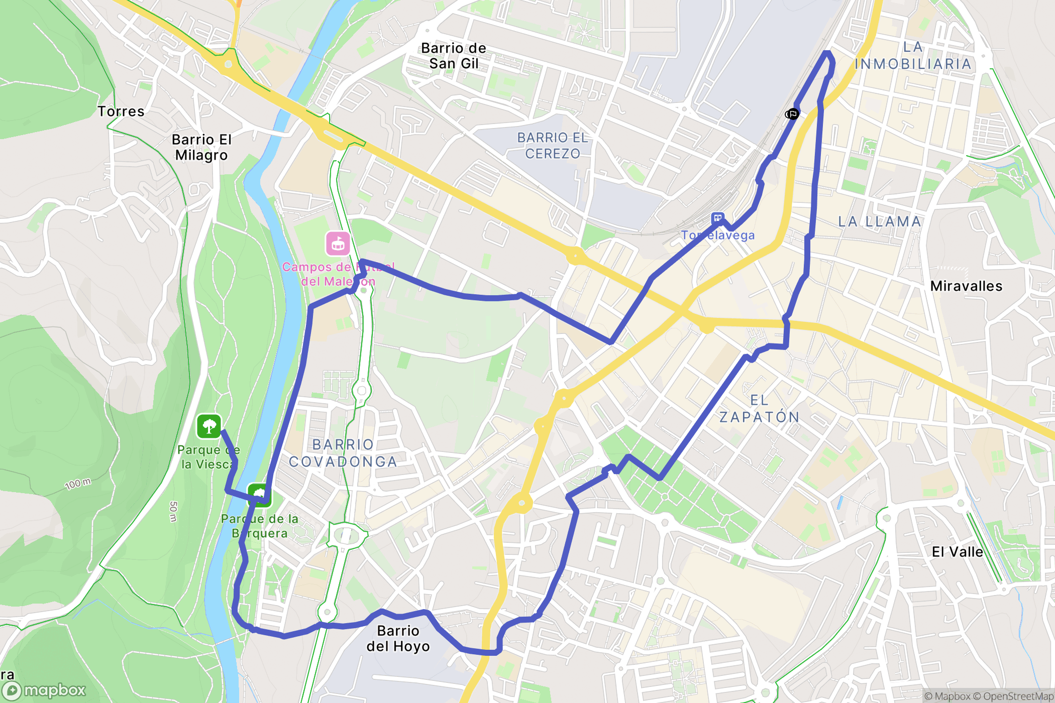 Torrelavega : carte du parcours de randonnée - Spain
