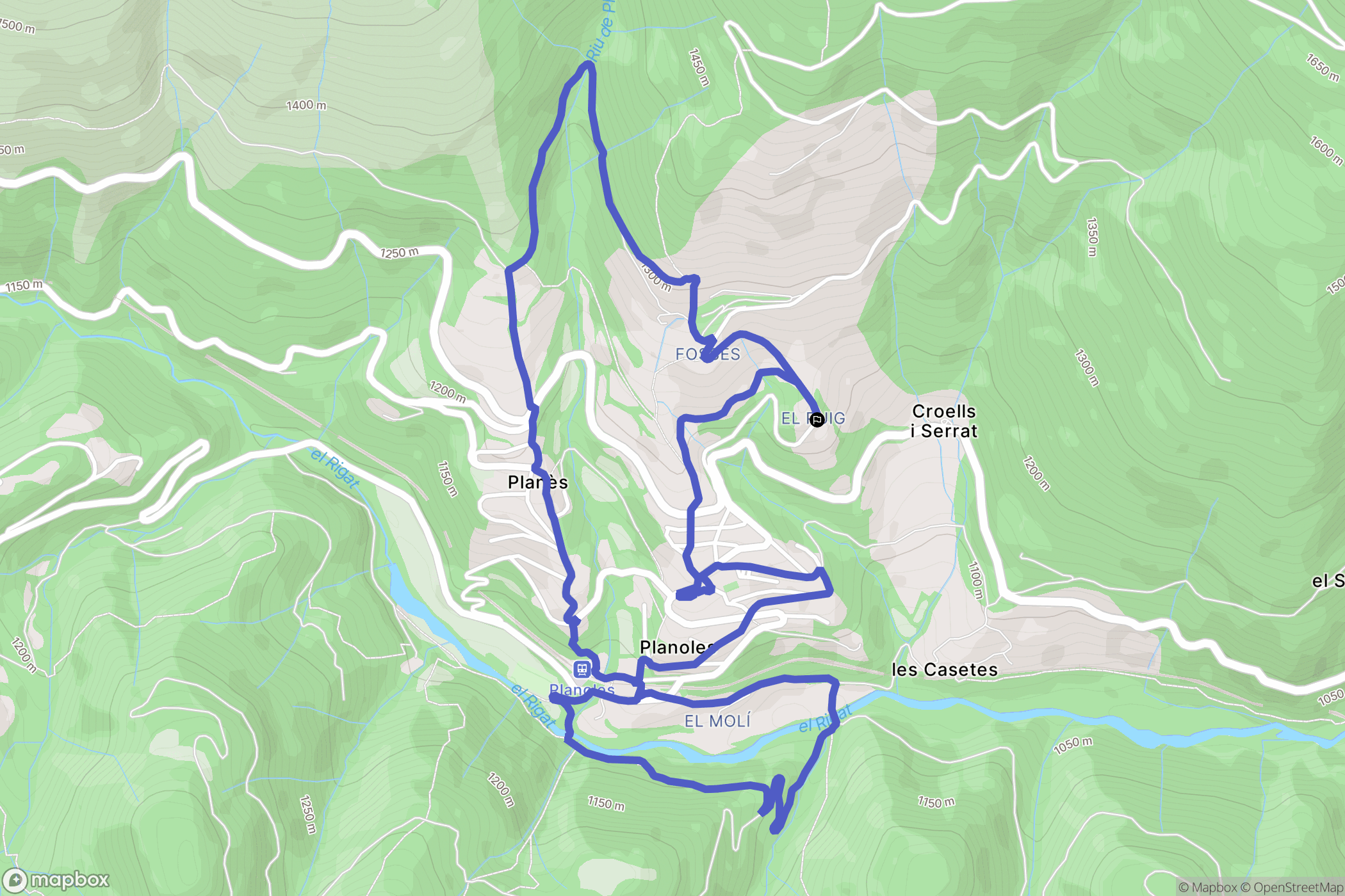 Planoles : carte du parcours de randonnée - Spain