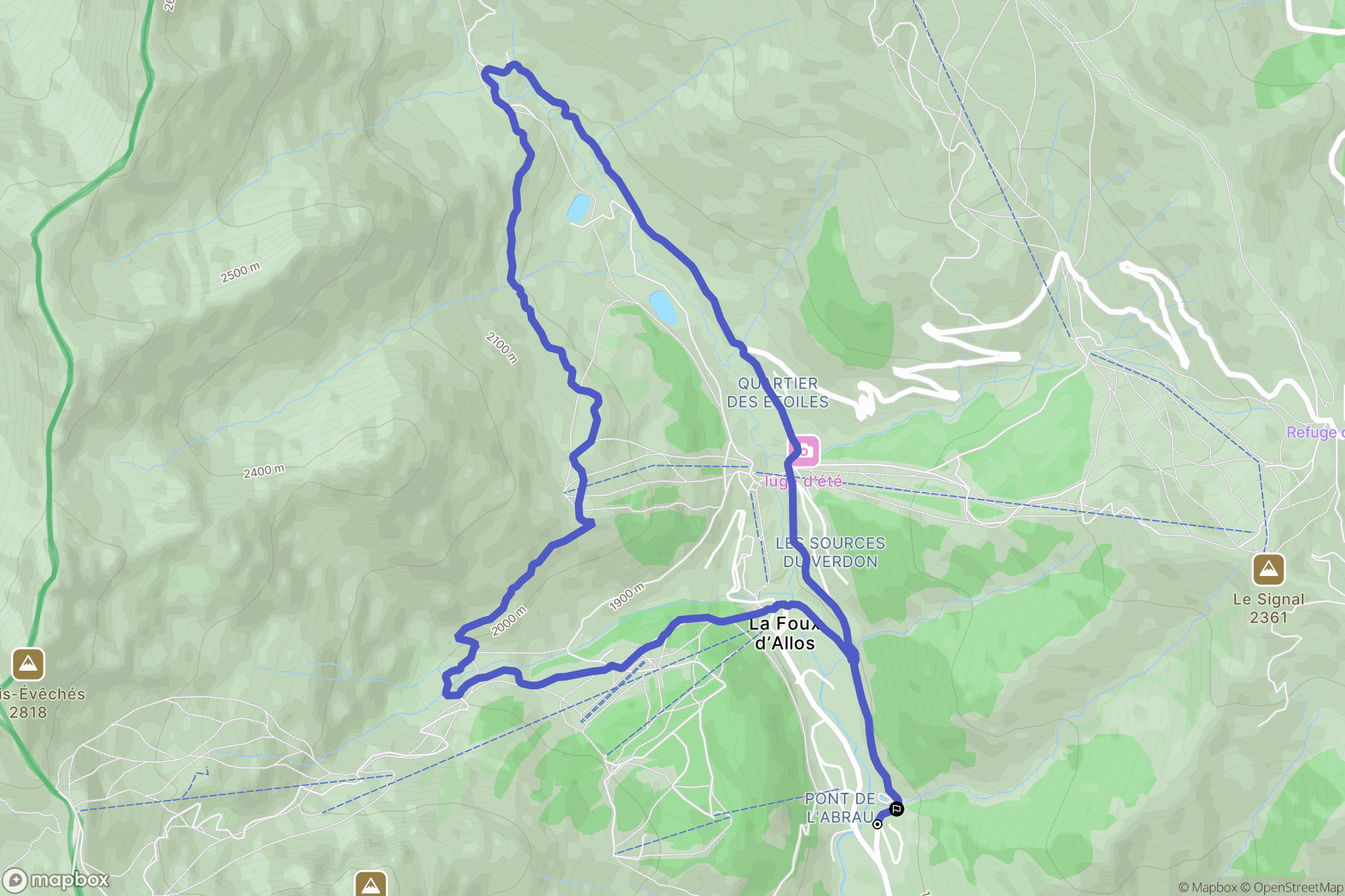 Allos : carte du parcours de randonnée - France