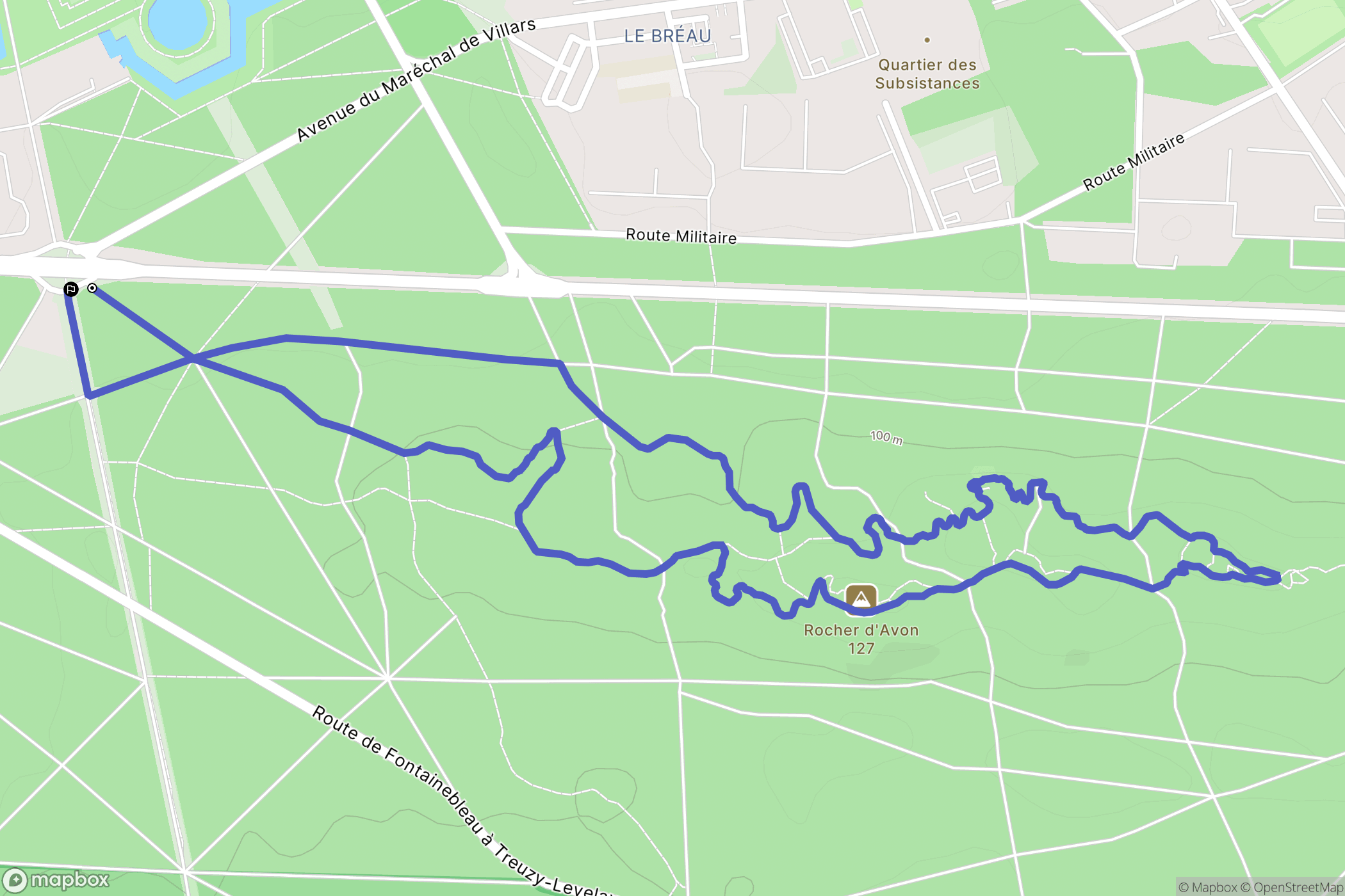 Fontainebleau : carte du parcours de randonnée - France