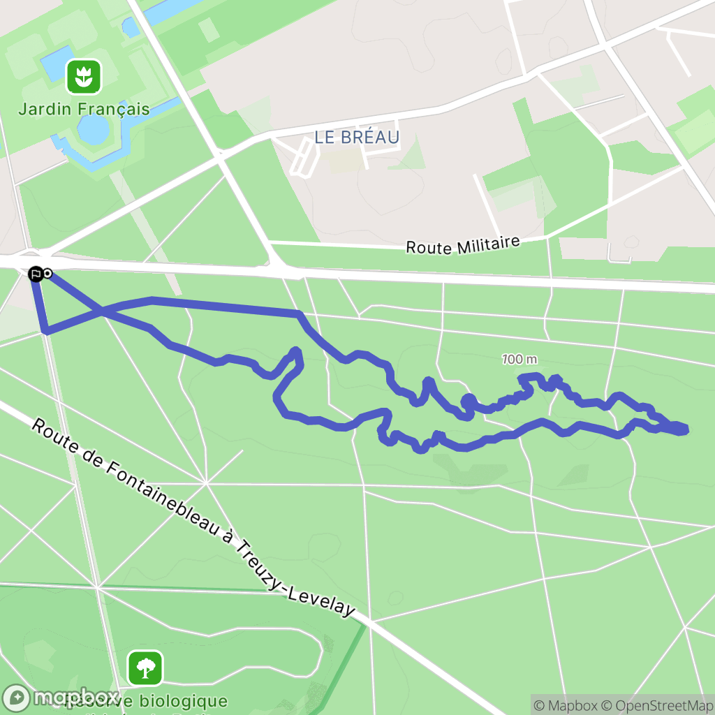 Fontainebleau : carte du parcours de randonnée - France