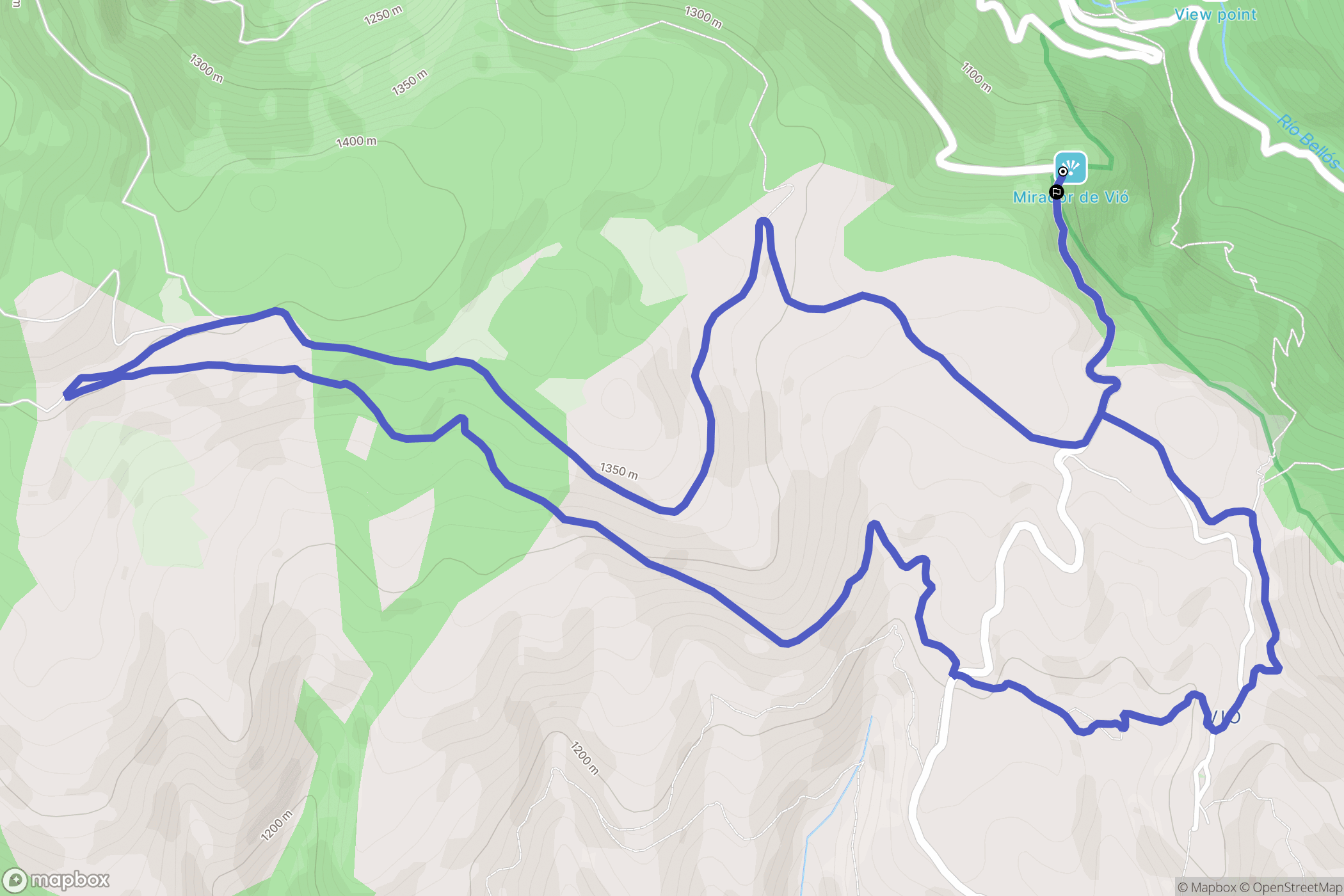 Vio : carte du parcours de randonnée - Spain