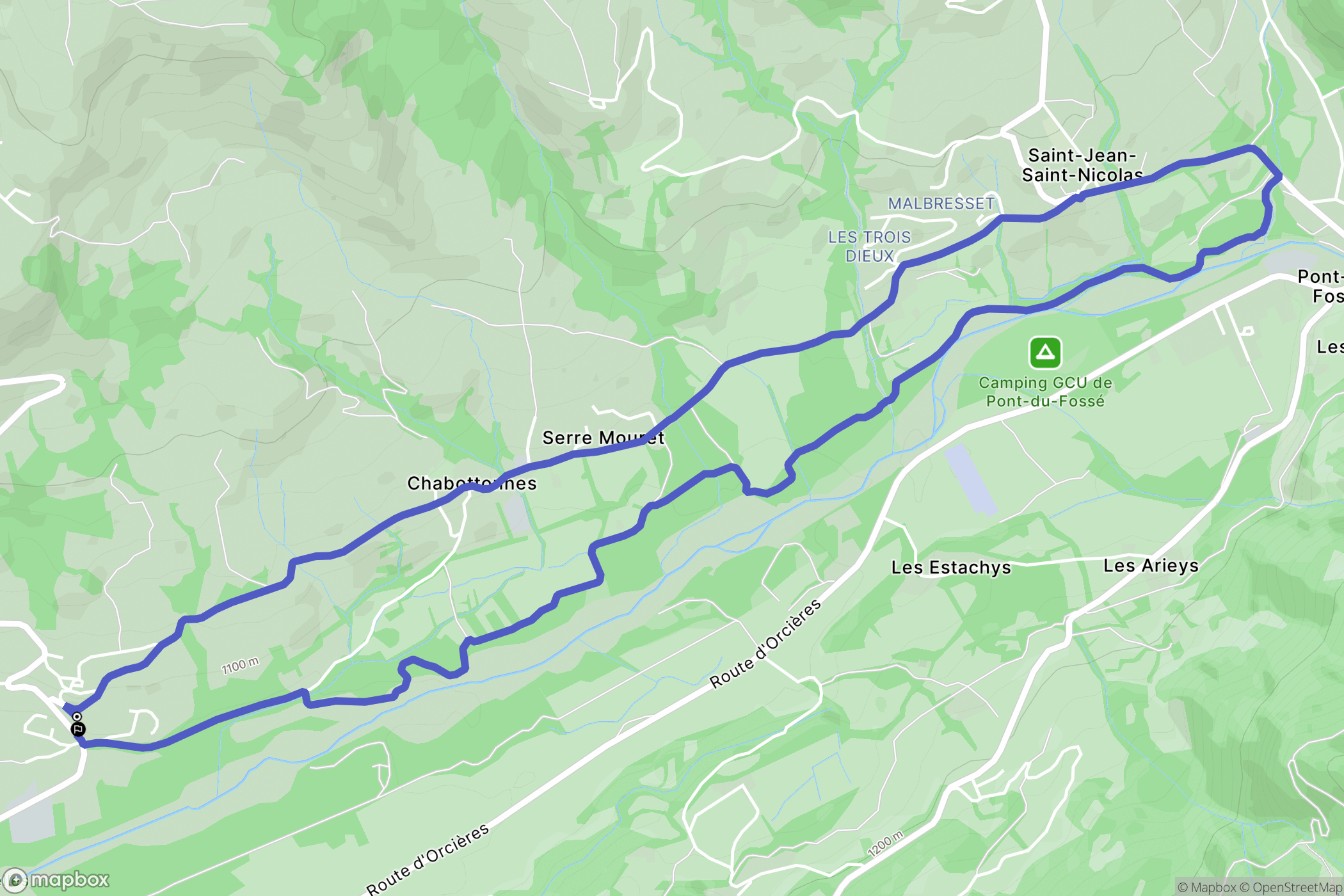 Chabottes : carte du parcours de randonnée - France