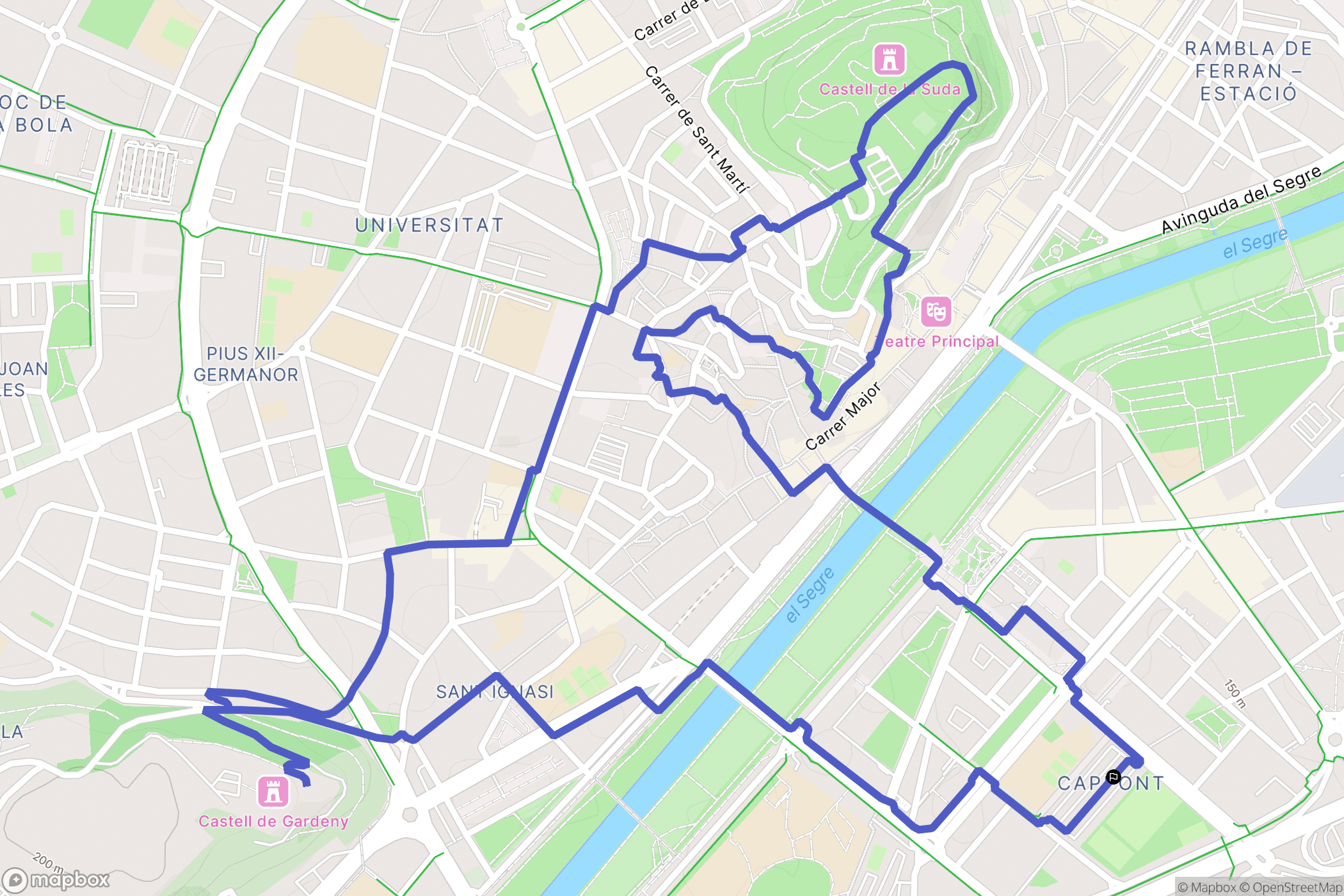 Lleida : carte du parcours de randonnée - Spain