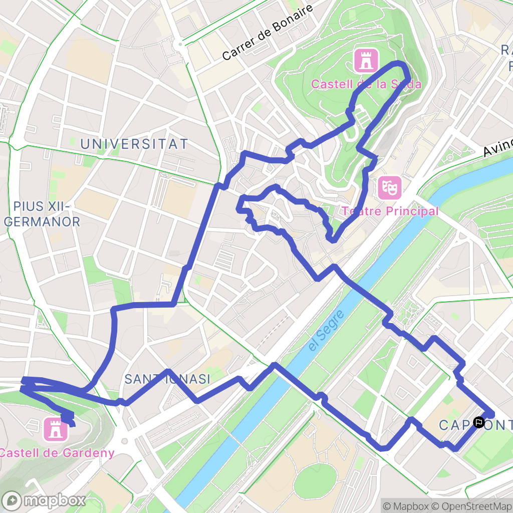 Lleida : carte du parcours de randonnée - Spain