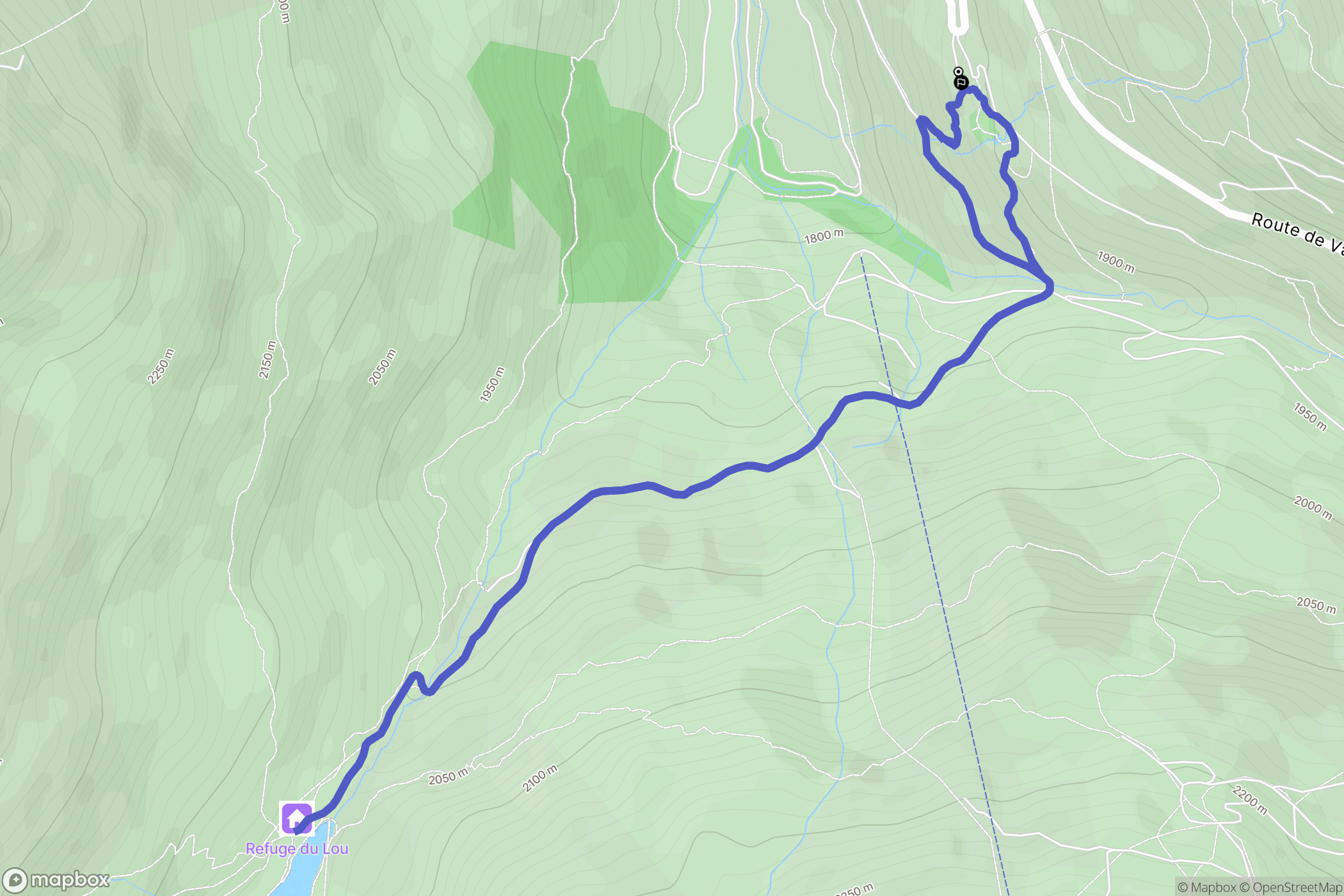Les Belleville : carte du parcours de randonnée - France