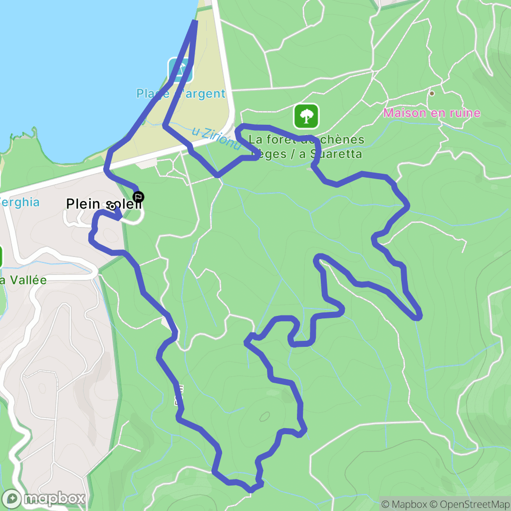 Coti-Chiavari : carte du parcours de randonnée - France