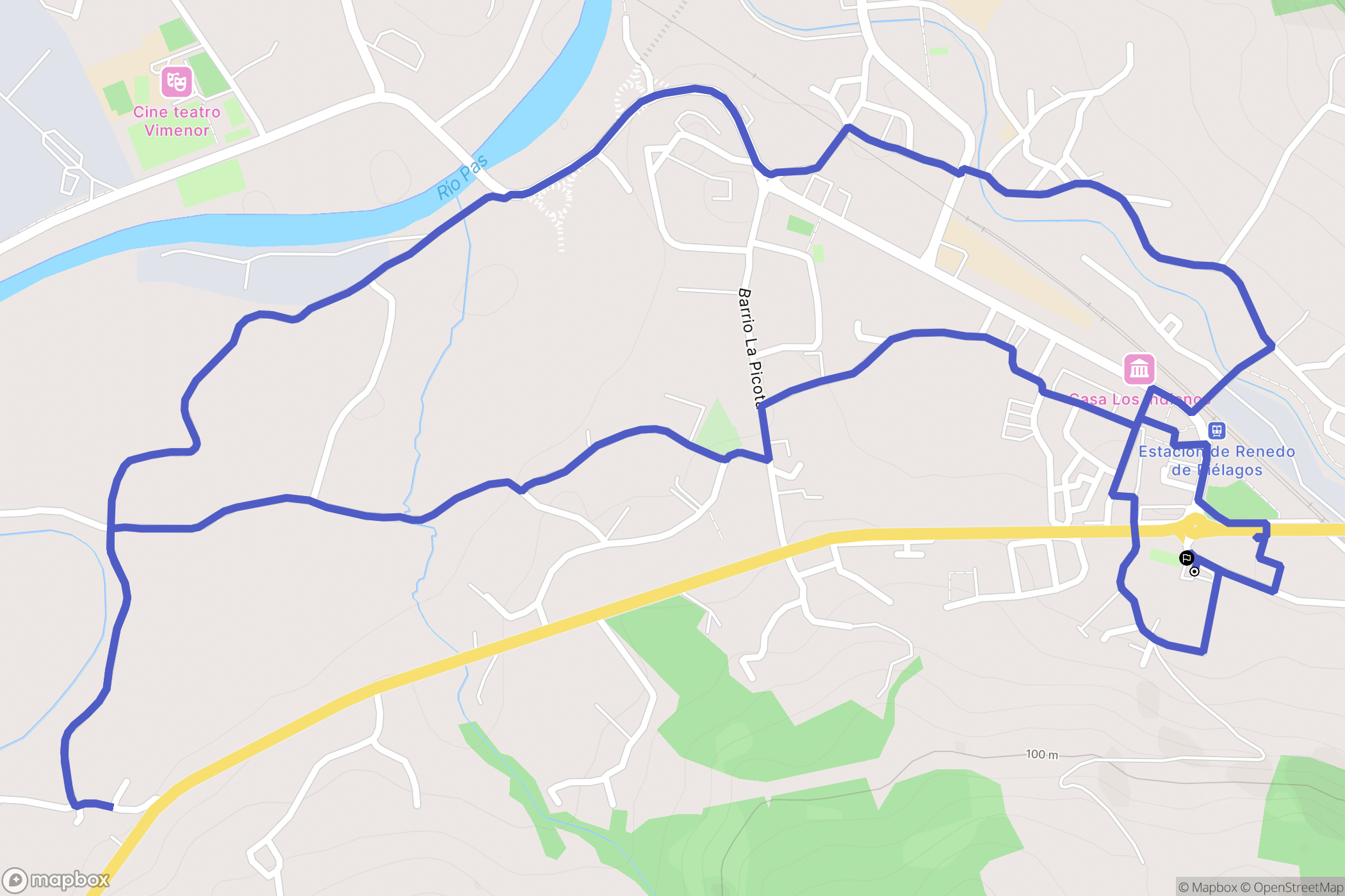 Renedo de Piélagos : carte du parcours de randonnée - Spain