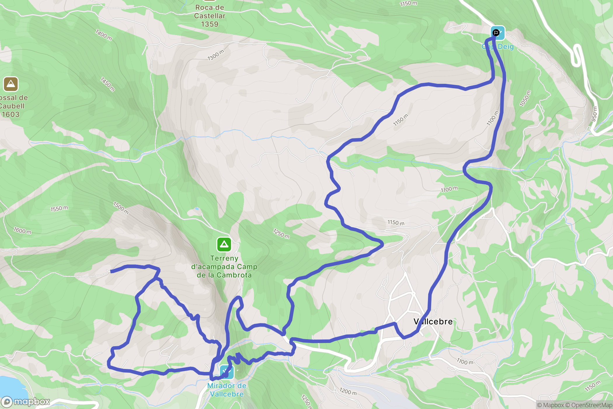 Vallcebre : carte du parcours de randonnée - Spain