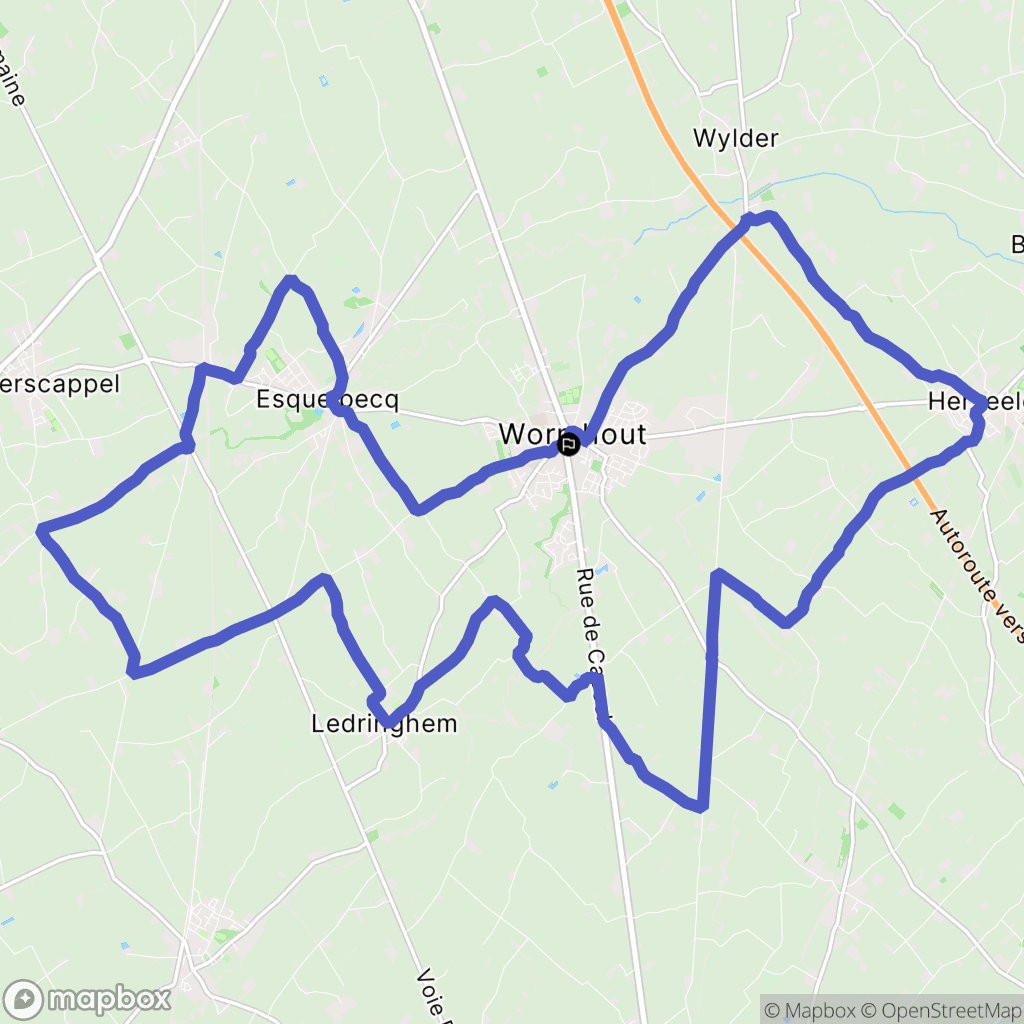 Wormhout : carte du parcours de randonnée - France