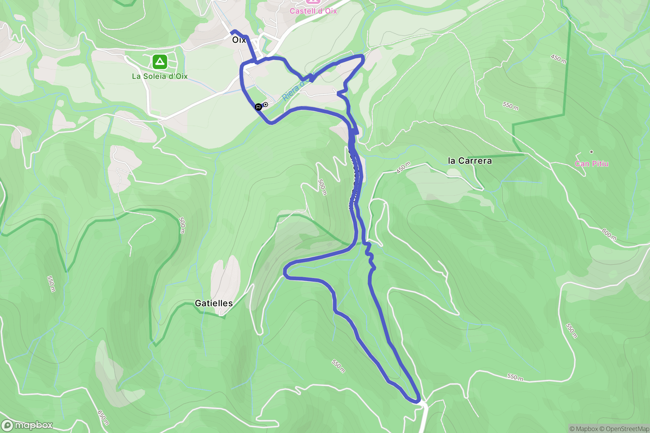 Girona : carte du parcours de randonnée - Spain