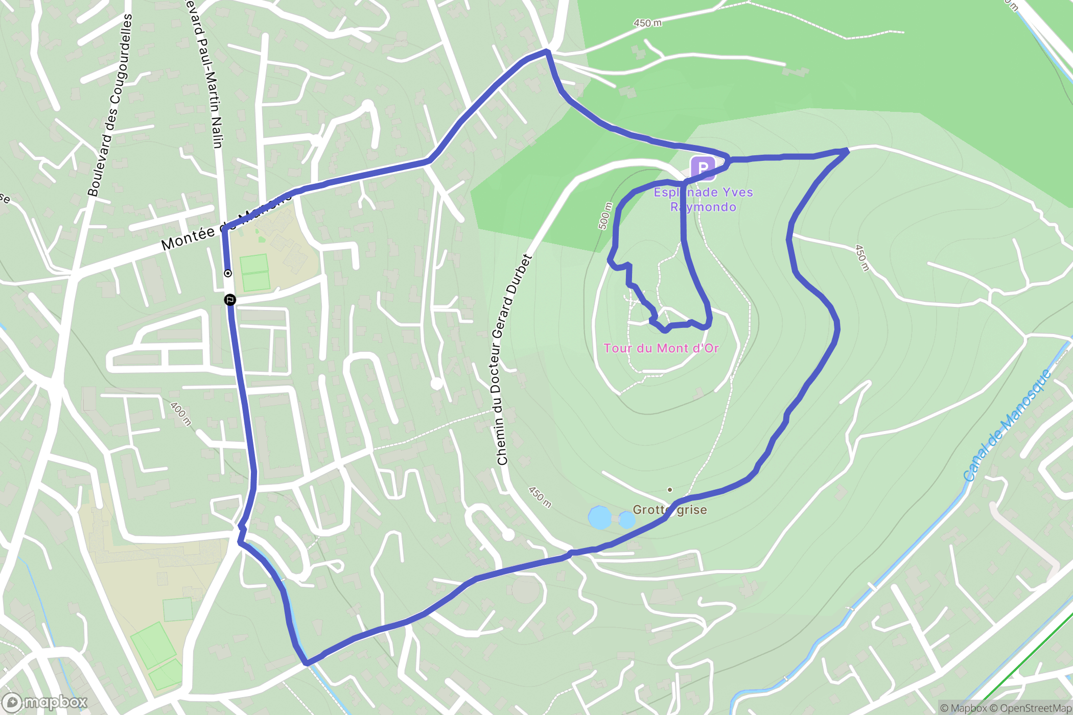 Manosque : carte du parcours de randonnée - France