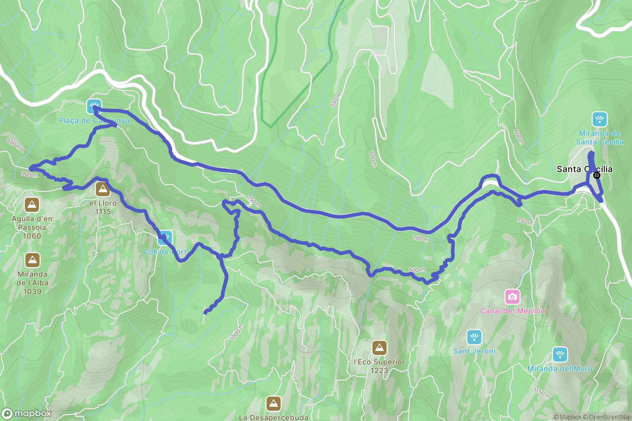 Marganell : carte du parcours de randonnée - Spain