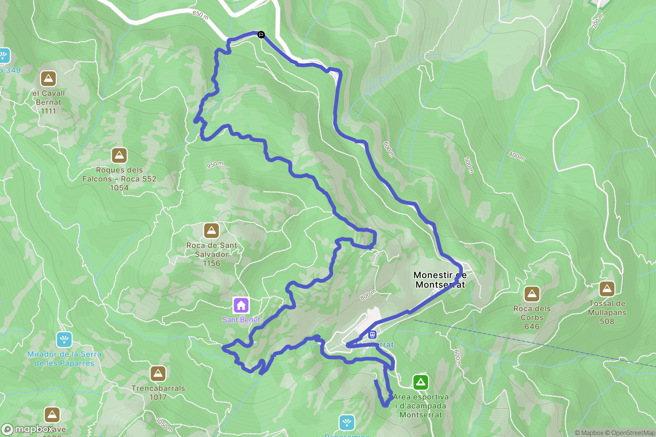 Monistrol de Montserrat : carte du parcours de randonnée - Spain