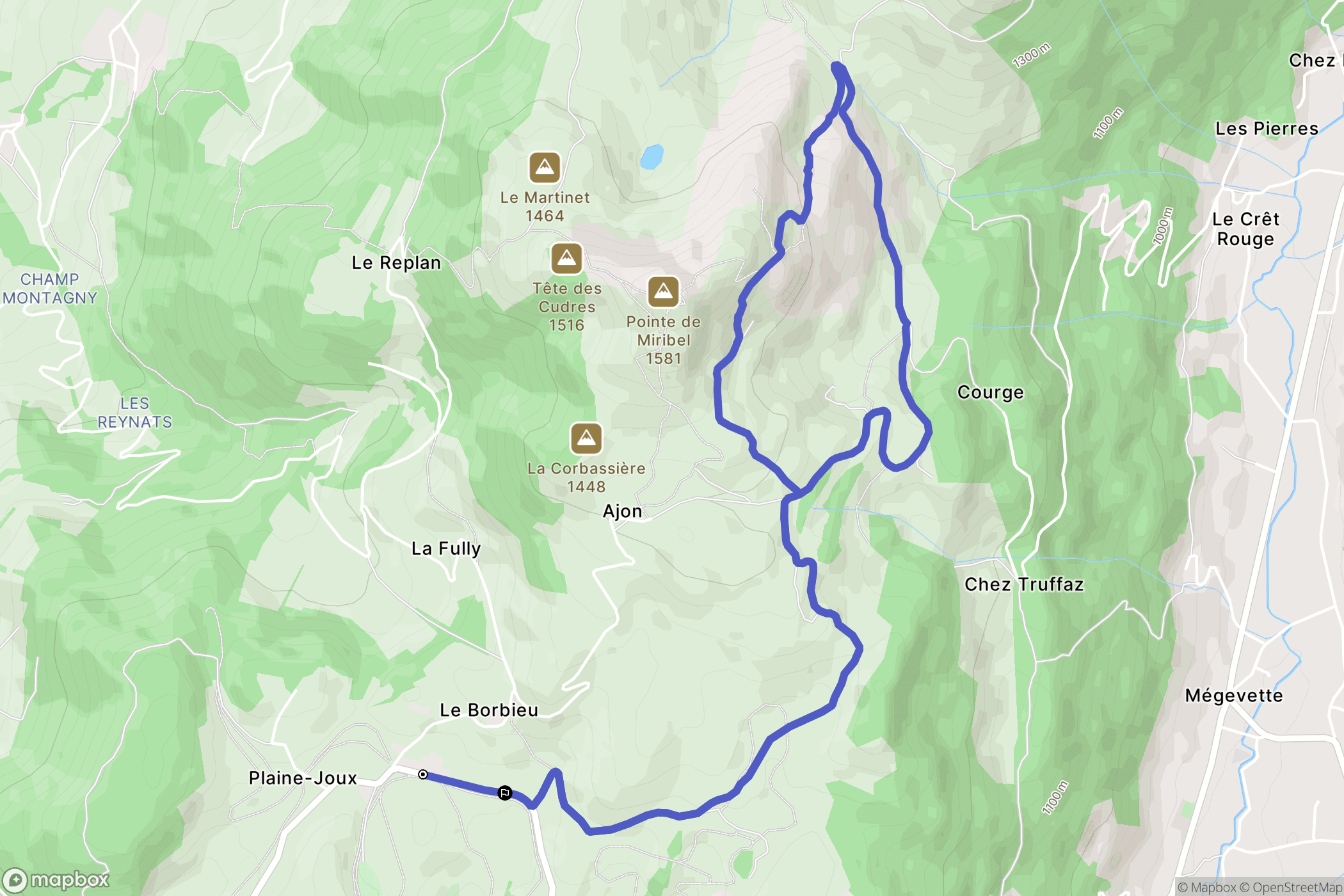 Onnion : carte du parcours de randonnée - France