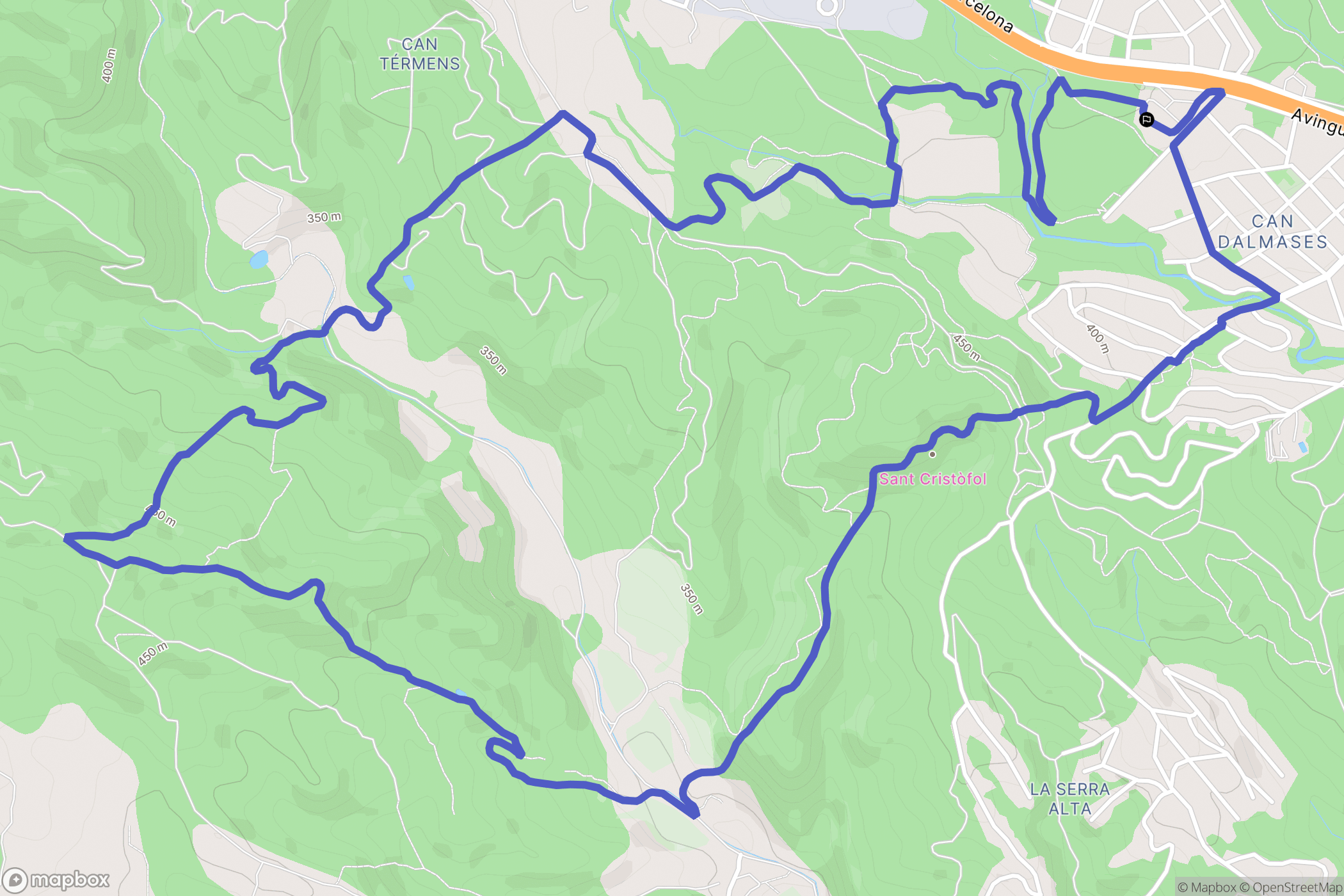 Collbató : carte du parcours de randonnée - Spain