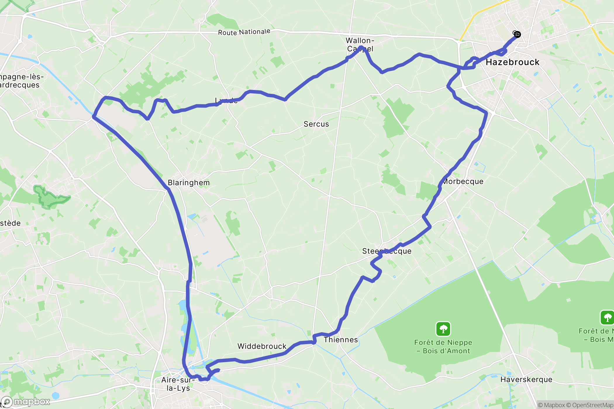 Hazebrouck : carte du parcours de randonnée - France