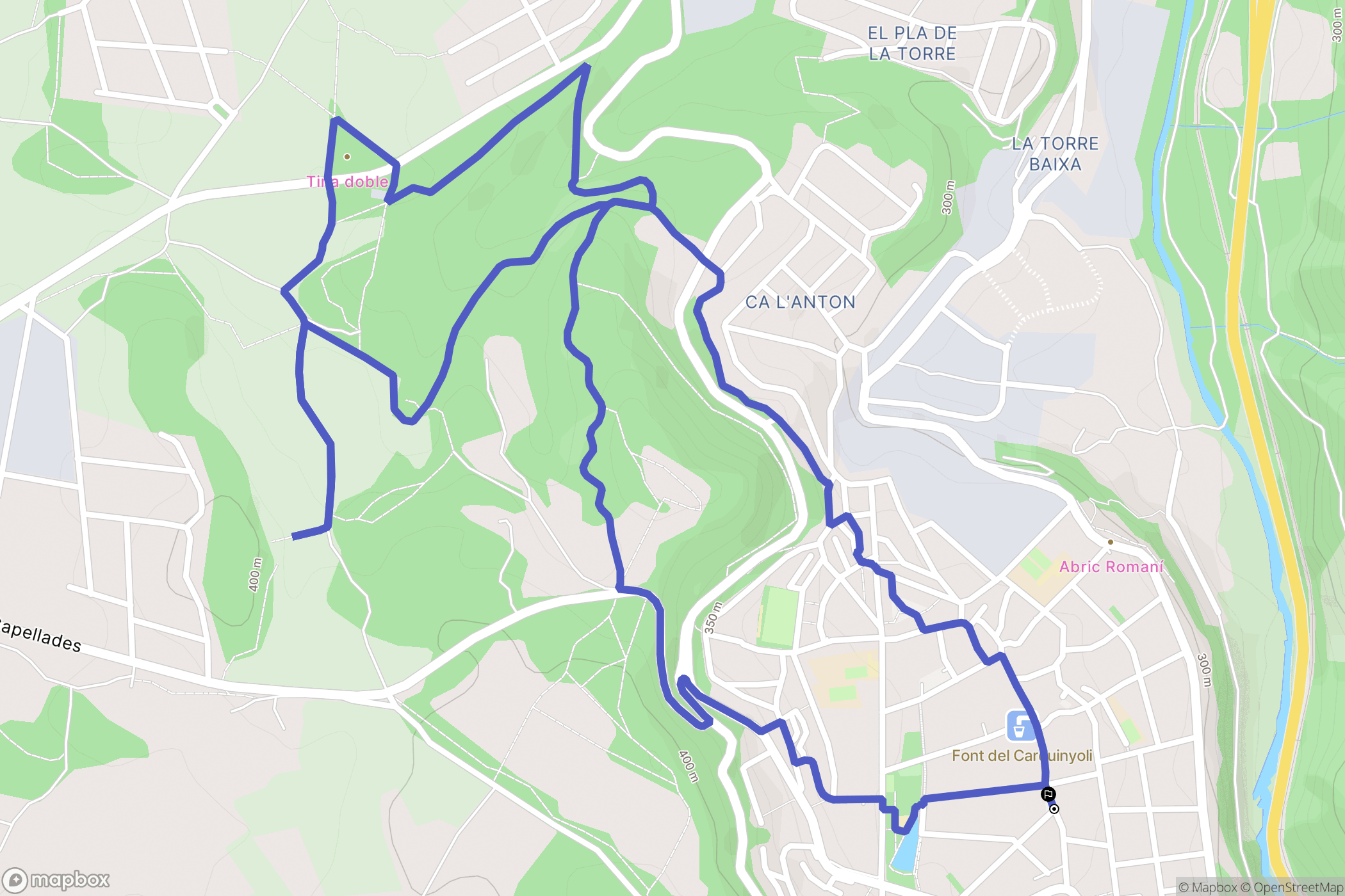 Capellades : carte du parcours de randonnée - Spain