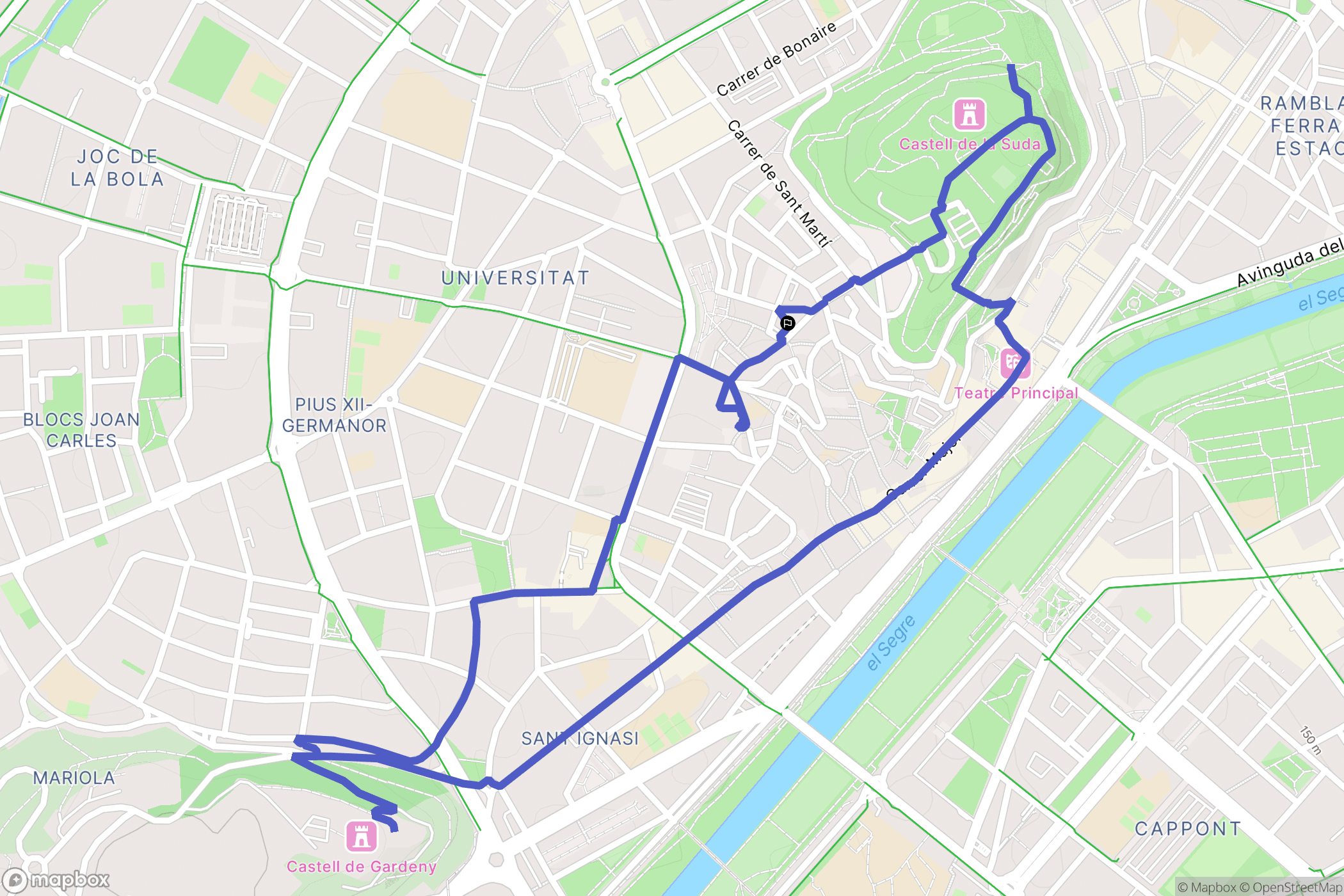 Lleida : carte du parcours de randonnée - Spain