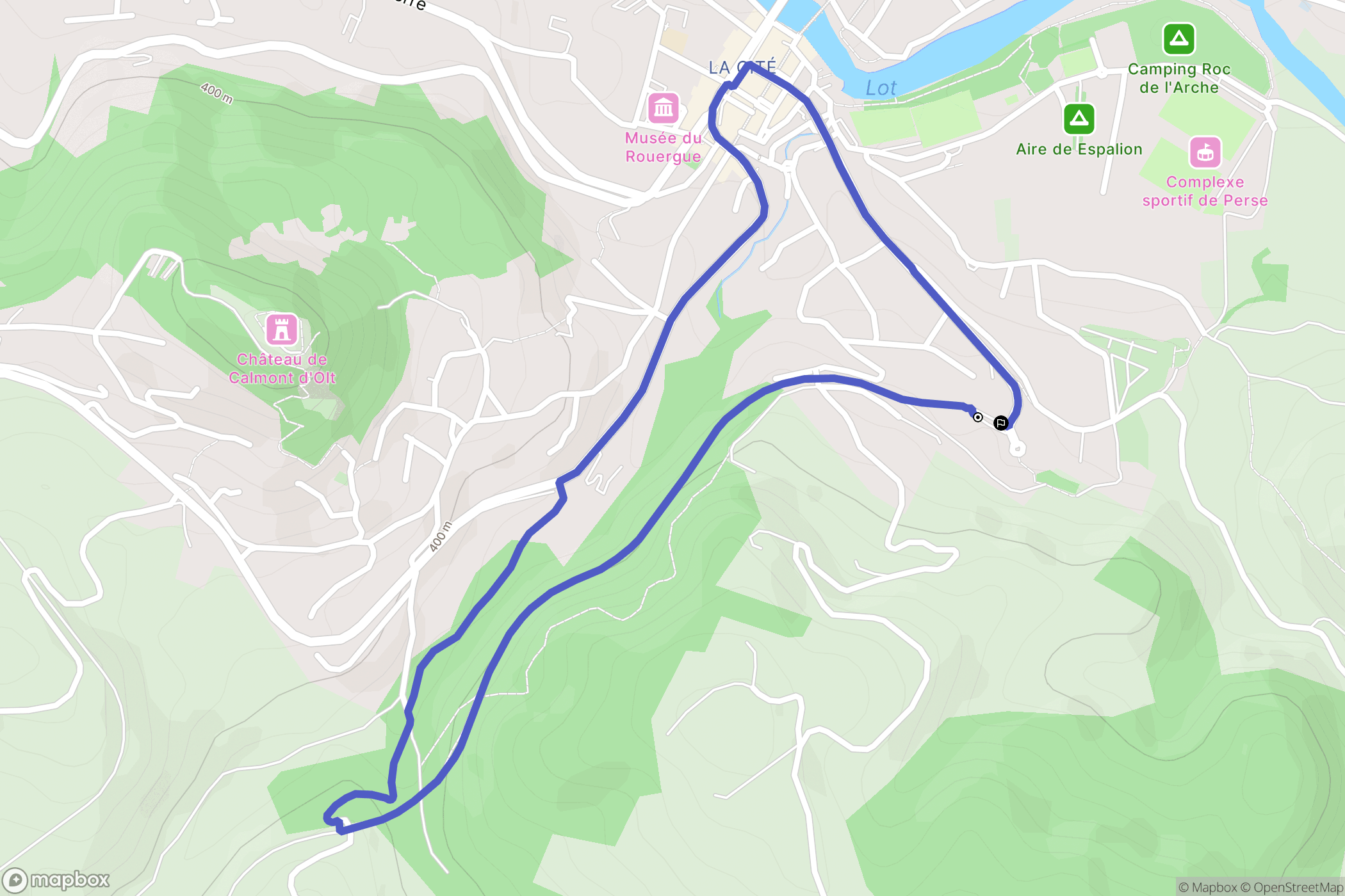 Espalion : carte du parcours de randonnée - France