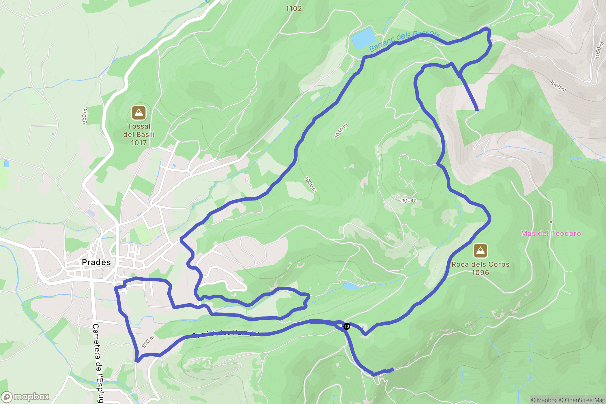 Prades : carte du parcours de randonnée - Spain