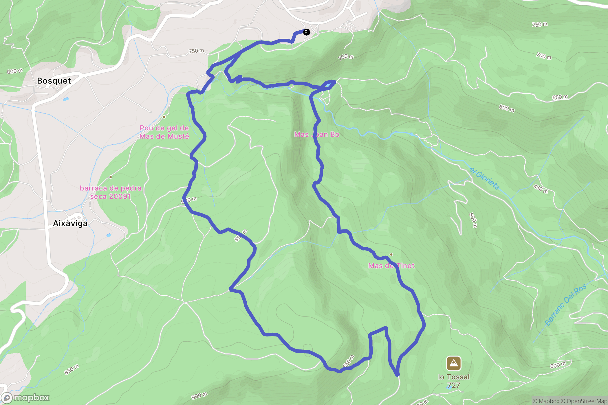 Mont-ral : carte du parcours de randonnée - Spain