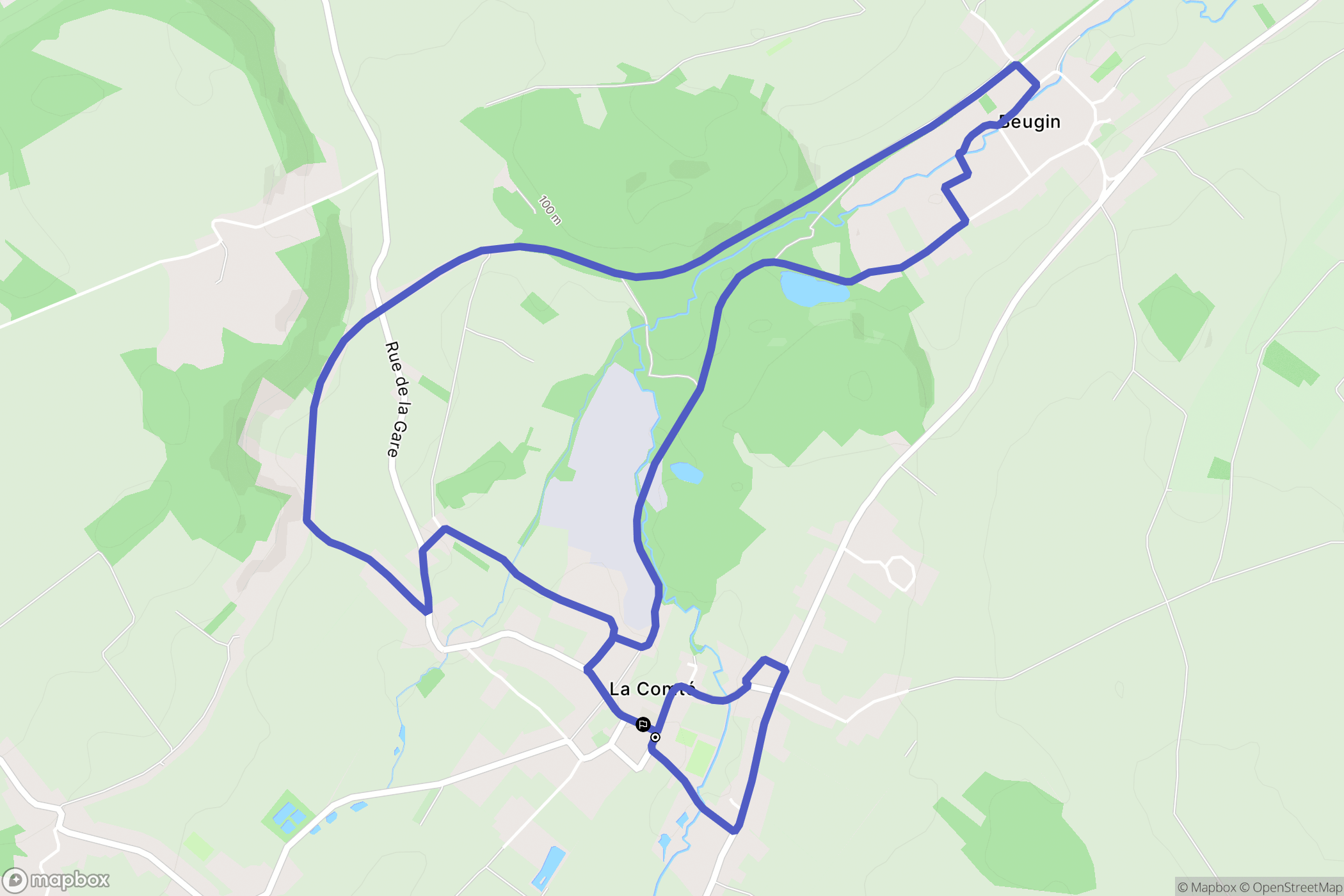 La Comté : carte du parcours de randonnée - France