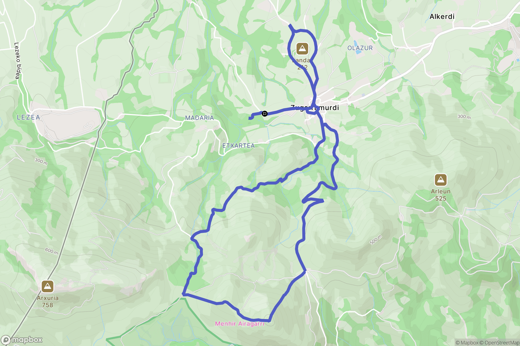 Zugarramurdi : carte du parcours de randonnée - Spain