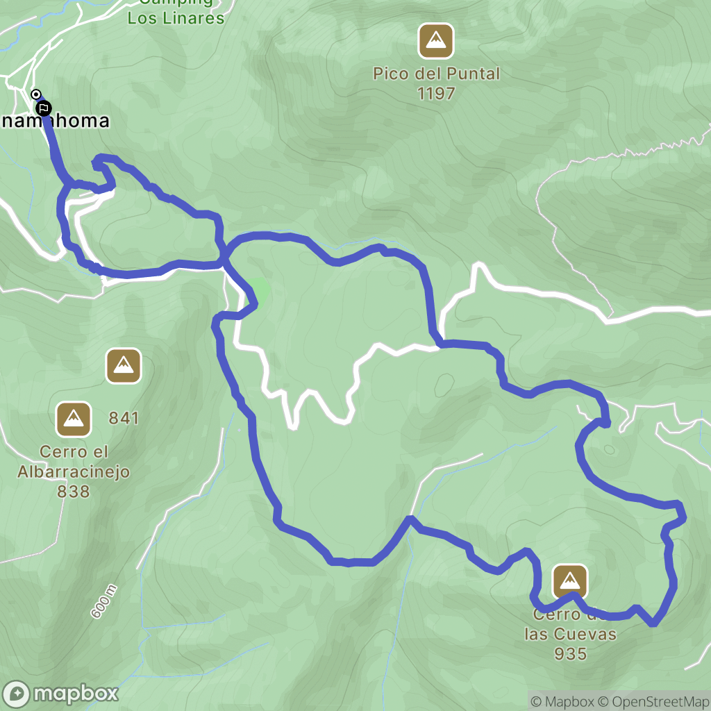 Benamahoma : carte du parcours de randonnée - Spain