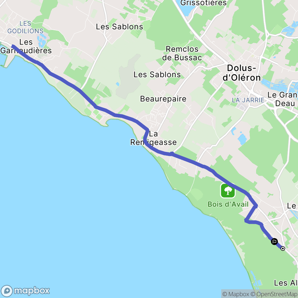 Le Grand-Village-Plage : carte du parcours de randonnée - France