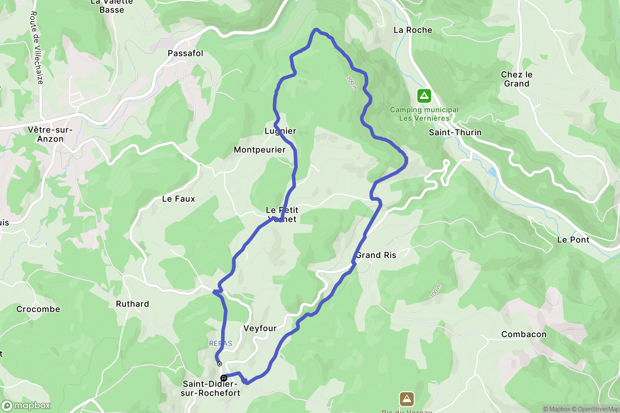 Saint-Didier-sur-Rochefort : carte du parcours de randonnée - France