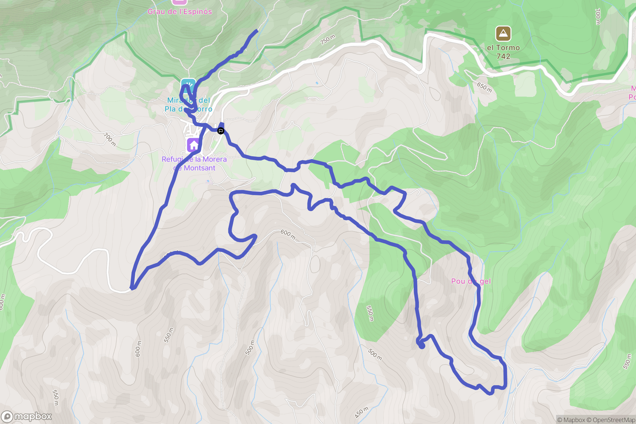 La Morera de Montsant : carte du parcours de randonnée - Spain