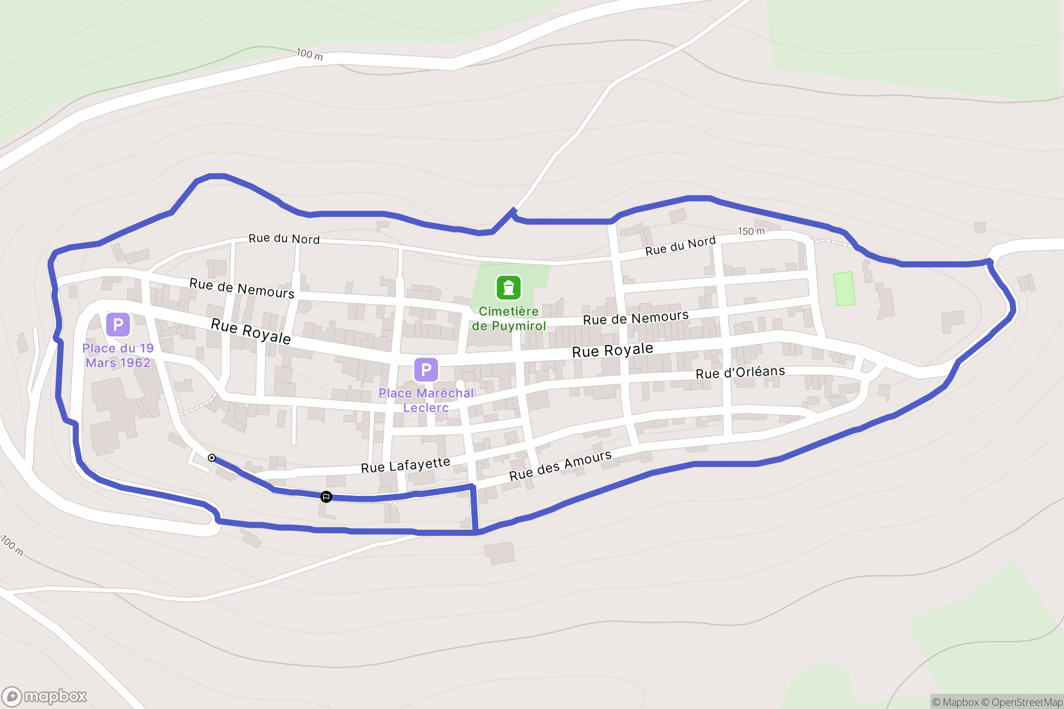 Puymirol : carte du parcours de randonnée - France
