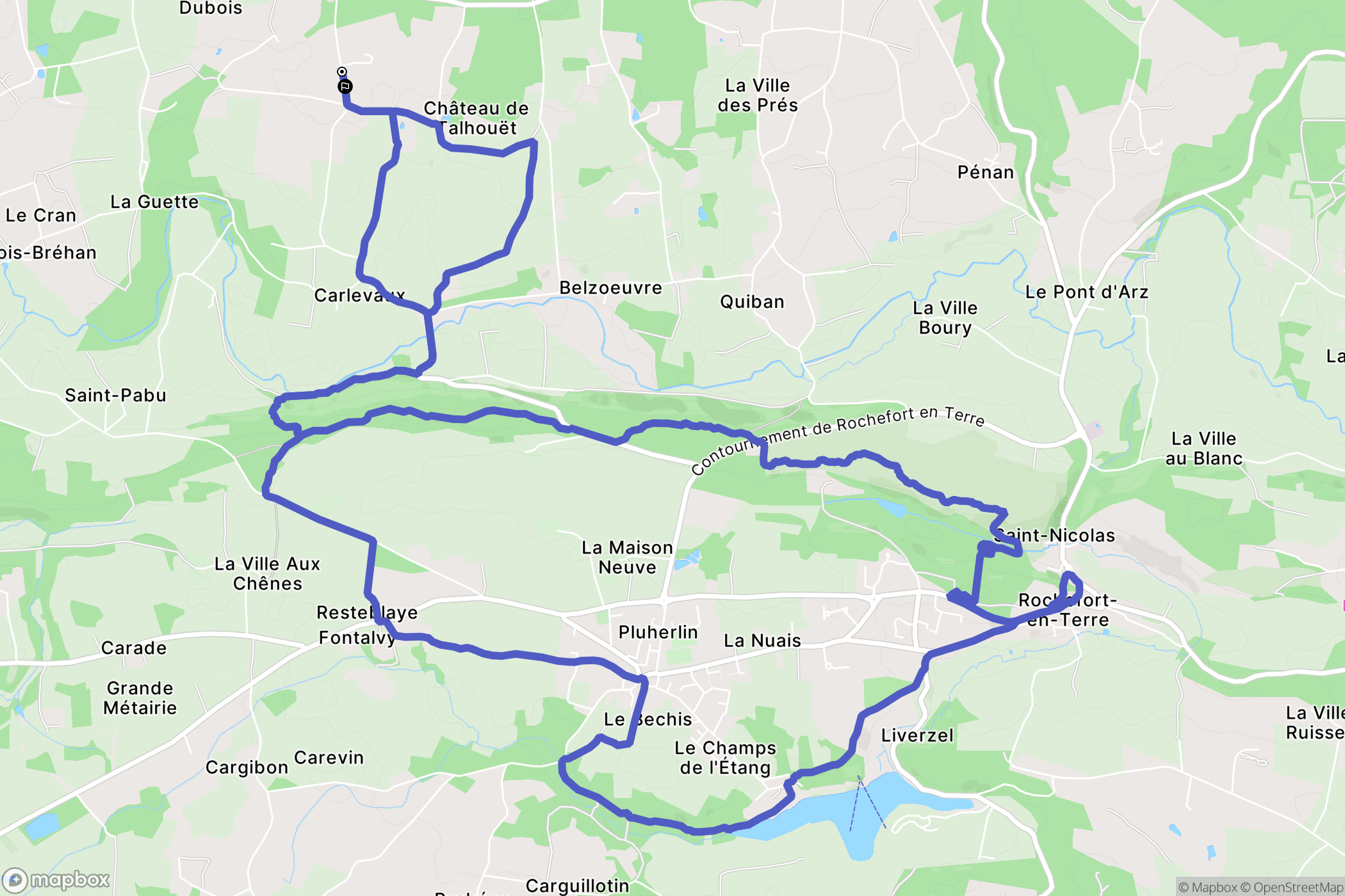 Pluherlin : carte du parcours de randonnée - France