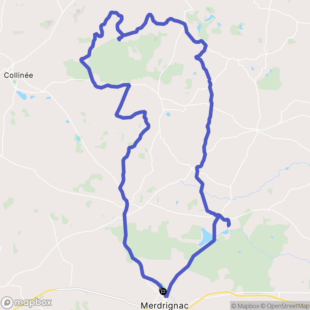 Merdrignac : carte du parcours de randonnée - France