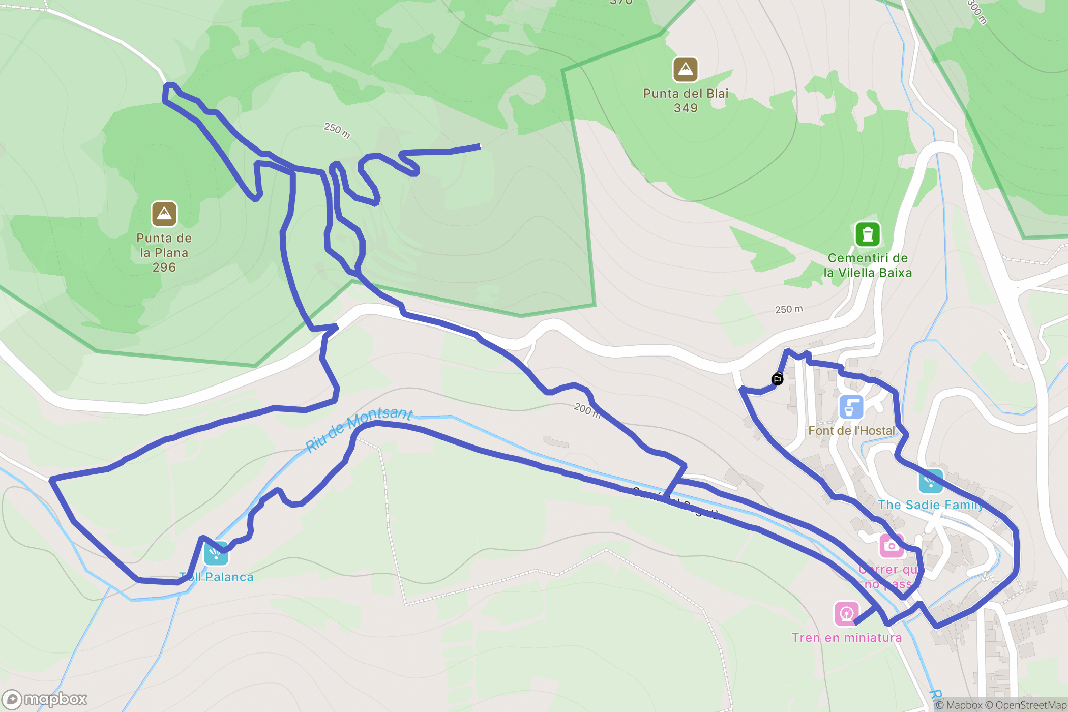 La Vilella Baixa : carte du parcours de randonnée - Spain