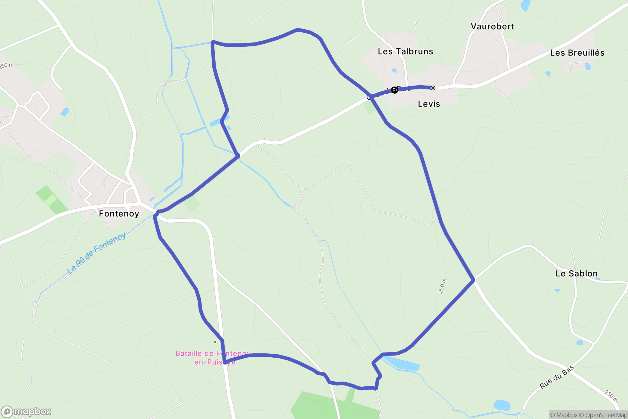 Levis : carte du parcours de randonnée - France