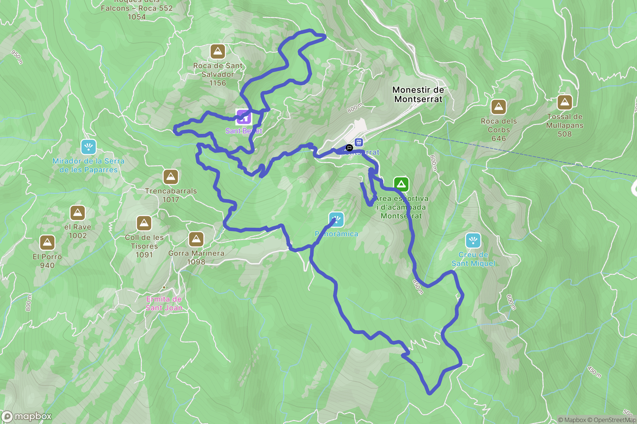 Monestir de Montserrat : carte du parcours de randonnée - Spain