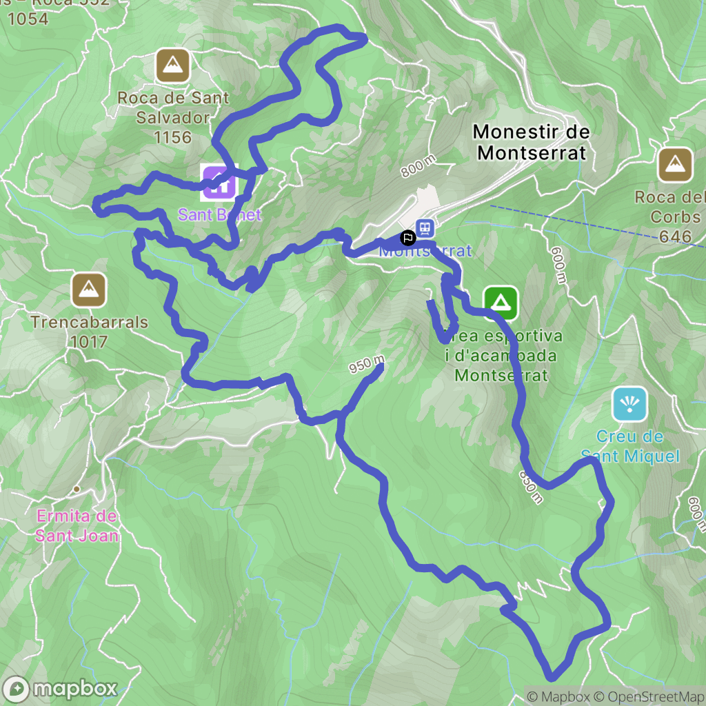 Monestir de Montserrat : carte du parcours de randonnée - Spain